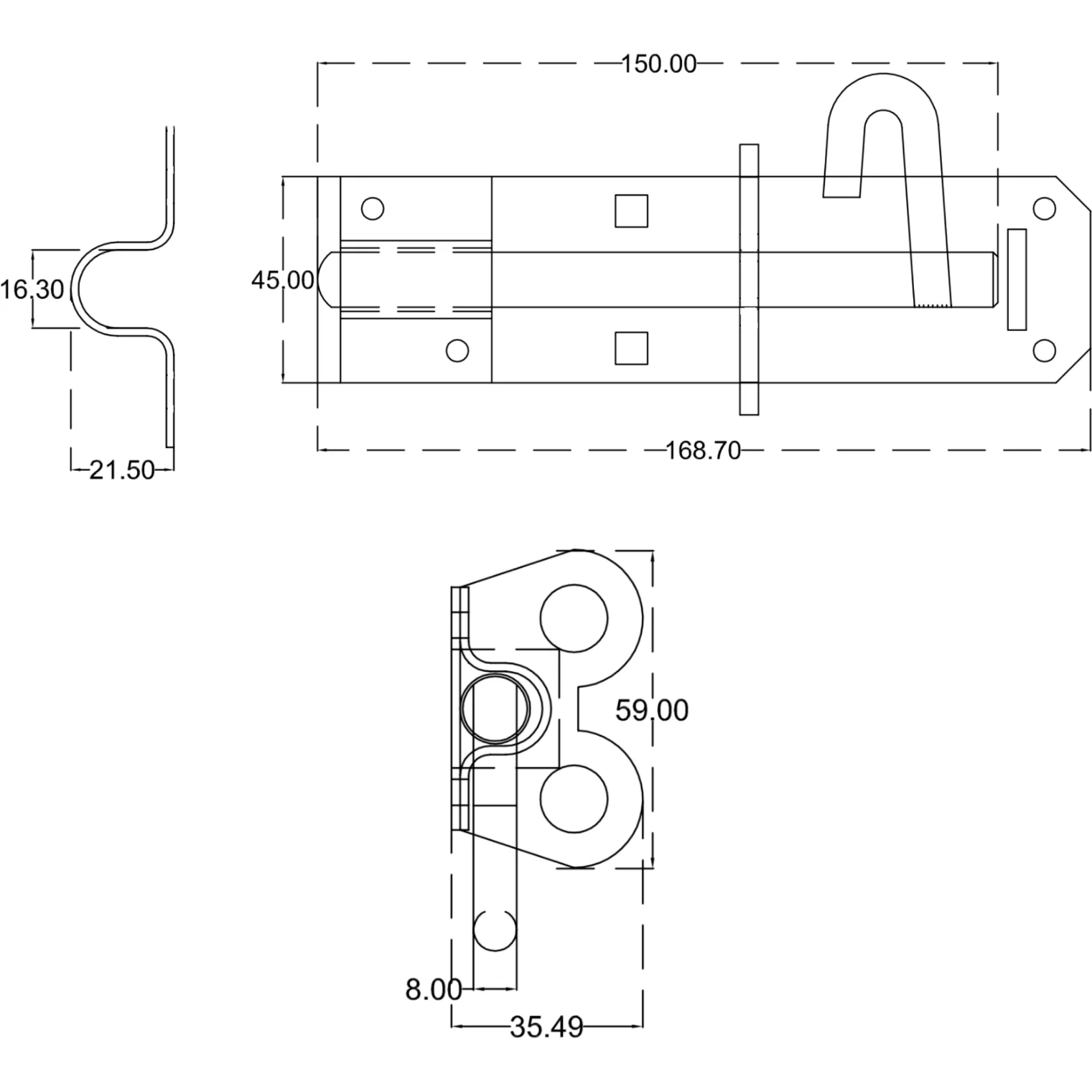 HD Gate Kit - Ring Latch - 350mm Hinges - 150mm Brenton Bolt - Black - Image 10