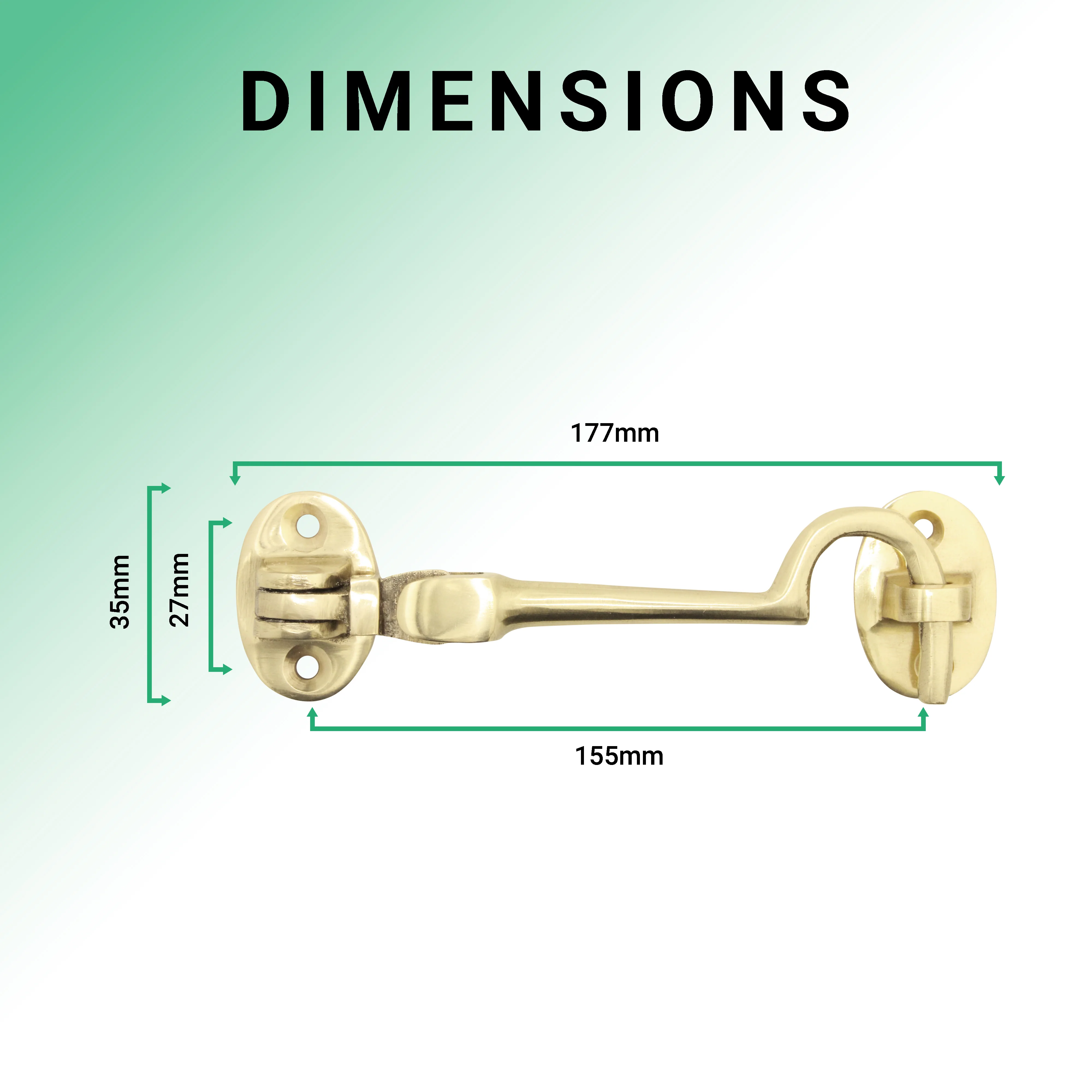 Heavy Duty Silent Cabin Hook And Eye - 150mm - Polished Brass - Image 4