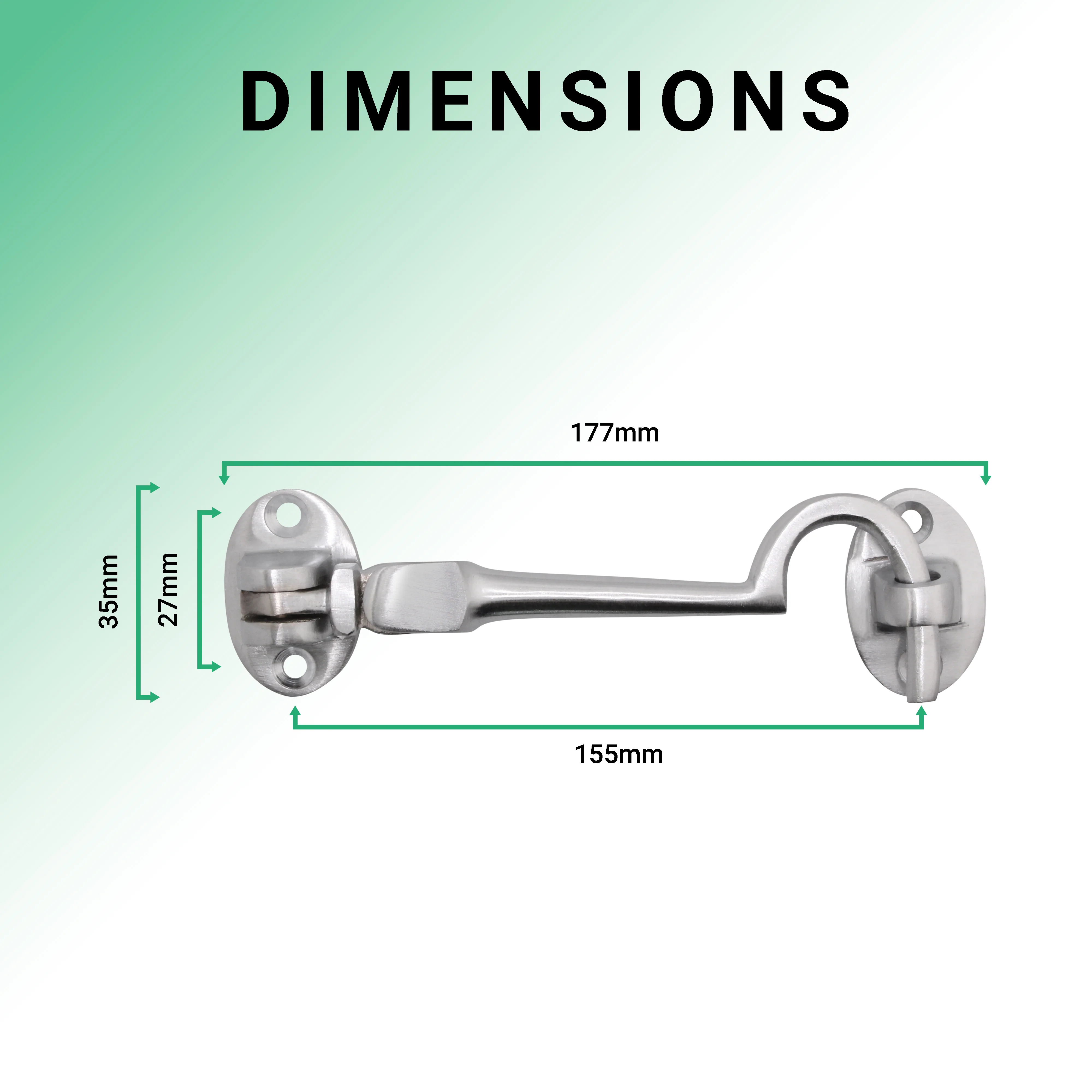 Heavy Duty Silent Cabin Hook And Eye - 152mm - Satin Chrome - Image 4