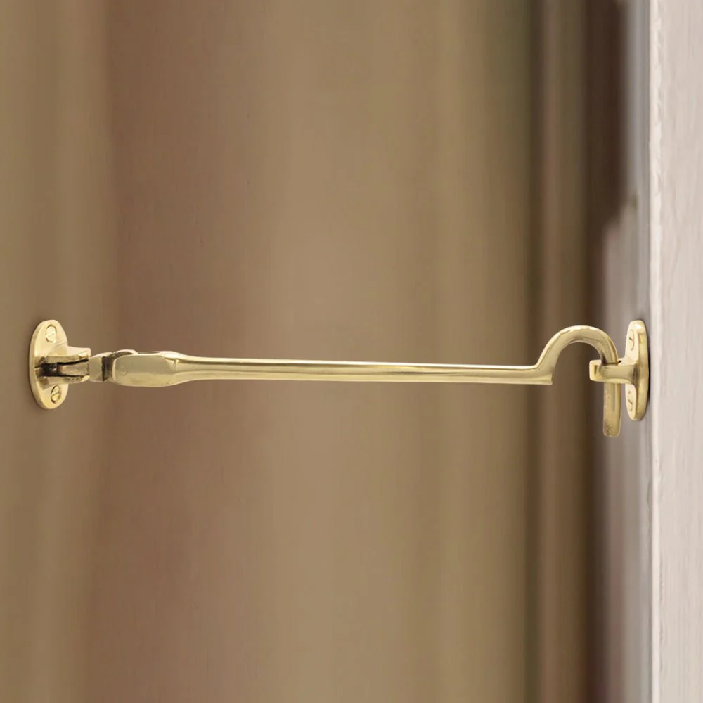 Heavy Duty Silent Cabin Hook And Eye - 200mm - Polished Brass - Image 5