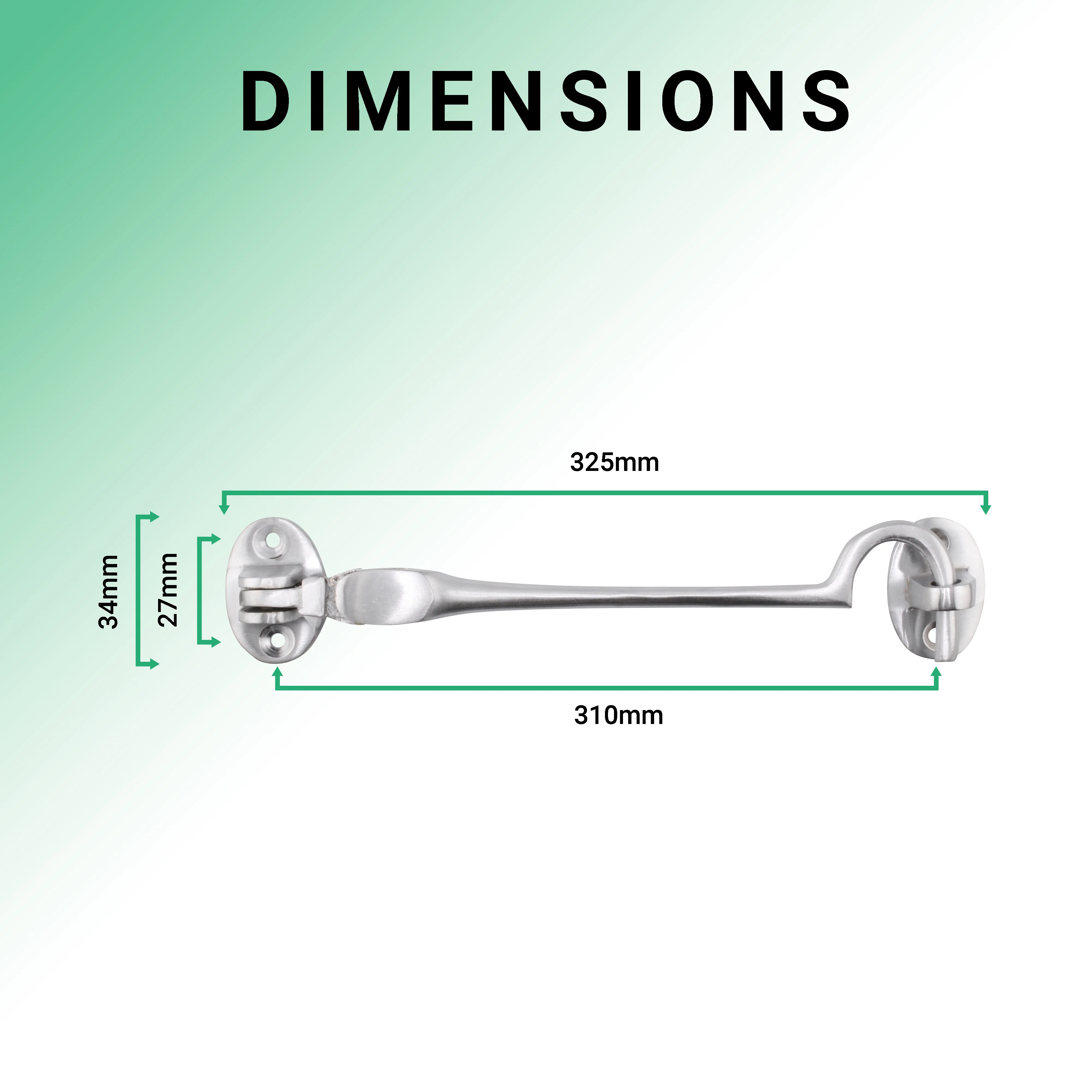 Heavy Duty Silent Cabin Hook And Eye - 300mm - Satin Chrome - Image 4