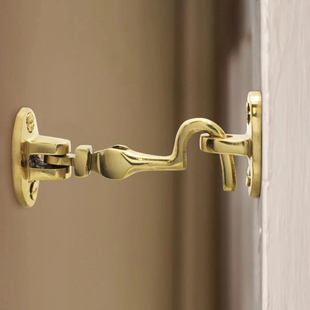 Heavy Duty Silent Cabin Hook And Eye - 50mm - Polished Brass - Image 5