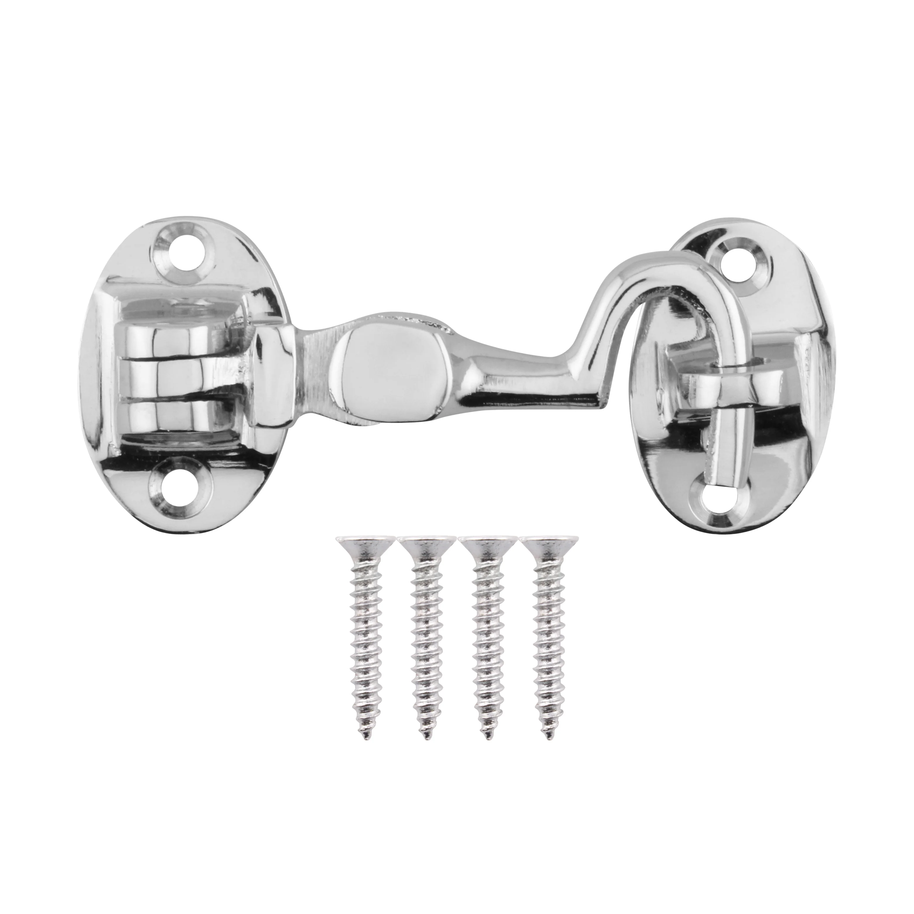 Heavy Duty Silent Cabin Hook And Eye - 50mm - Polished Chrome