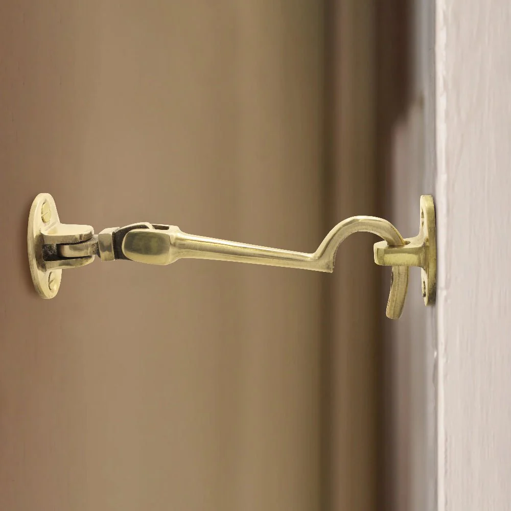 Heavy Duty Silent Cabin Hook And Eye - 75mm - Polished Brass - Image 5
