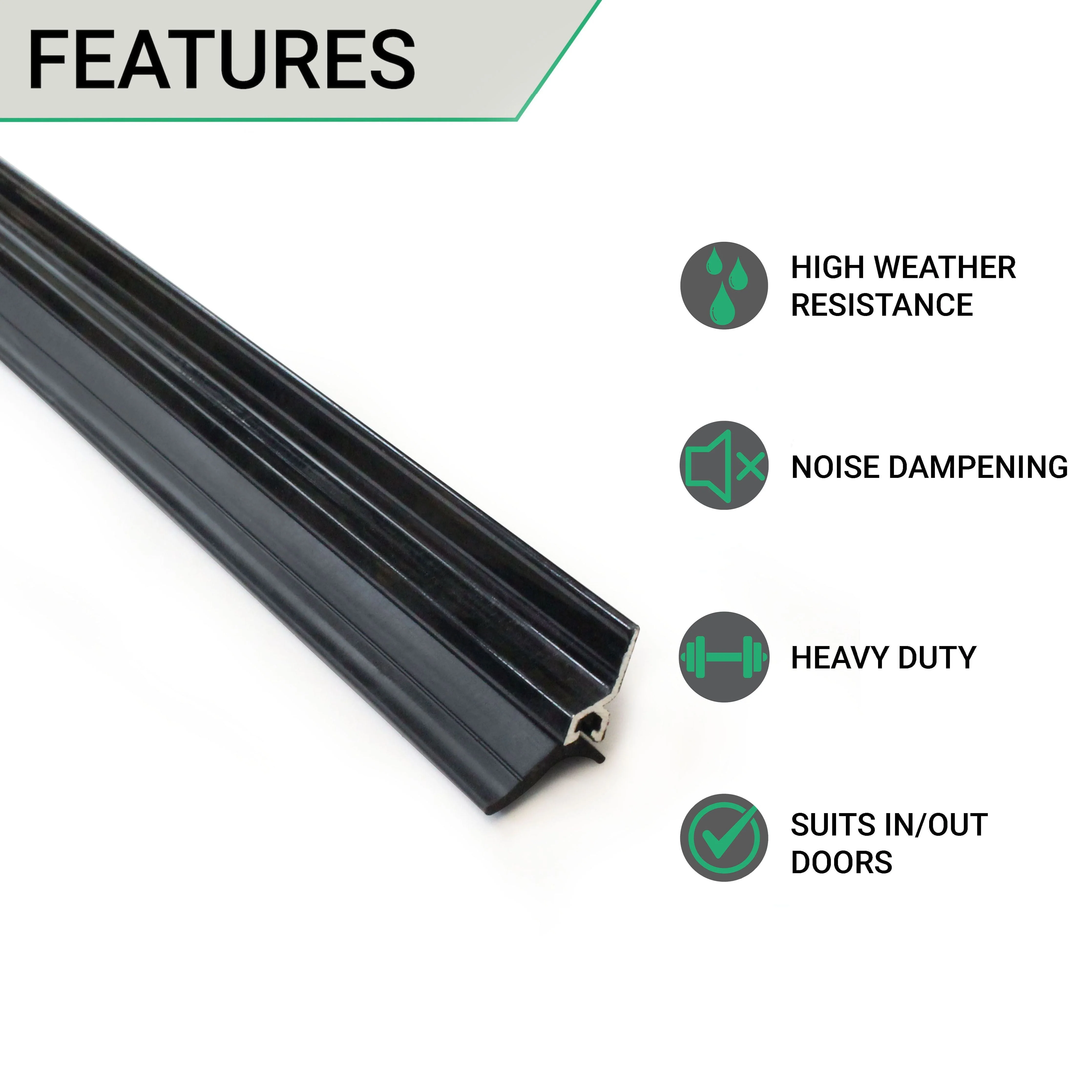 Heavy Duty Single Door Weather Seal Set - Black - Image 2