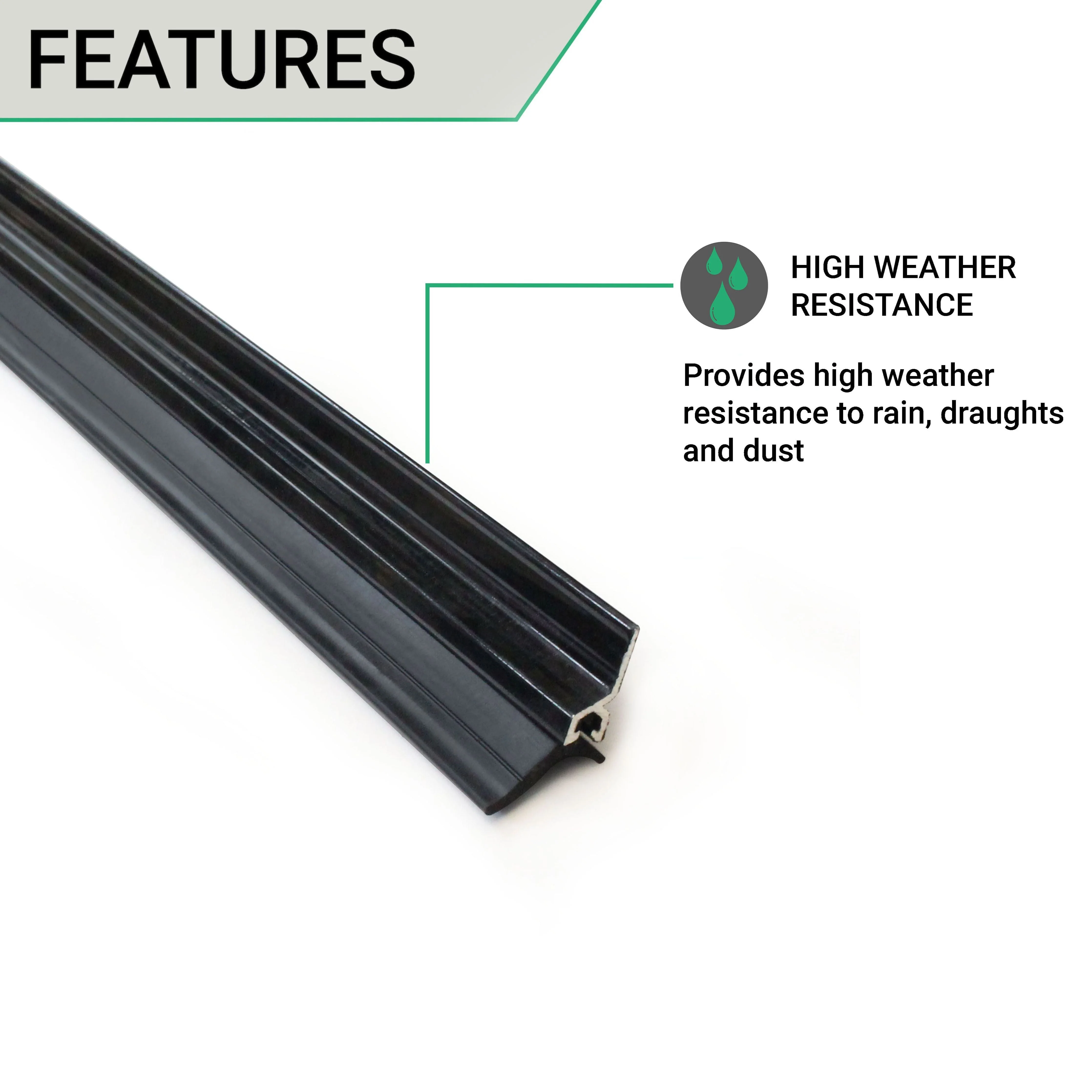 Heavy Duty Single Door Weather Seal Set - Black - Image 3