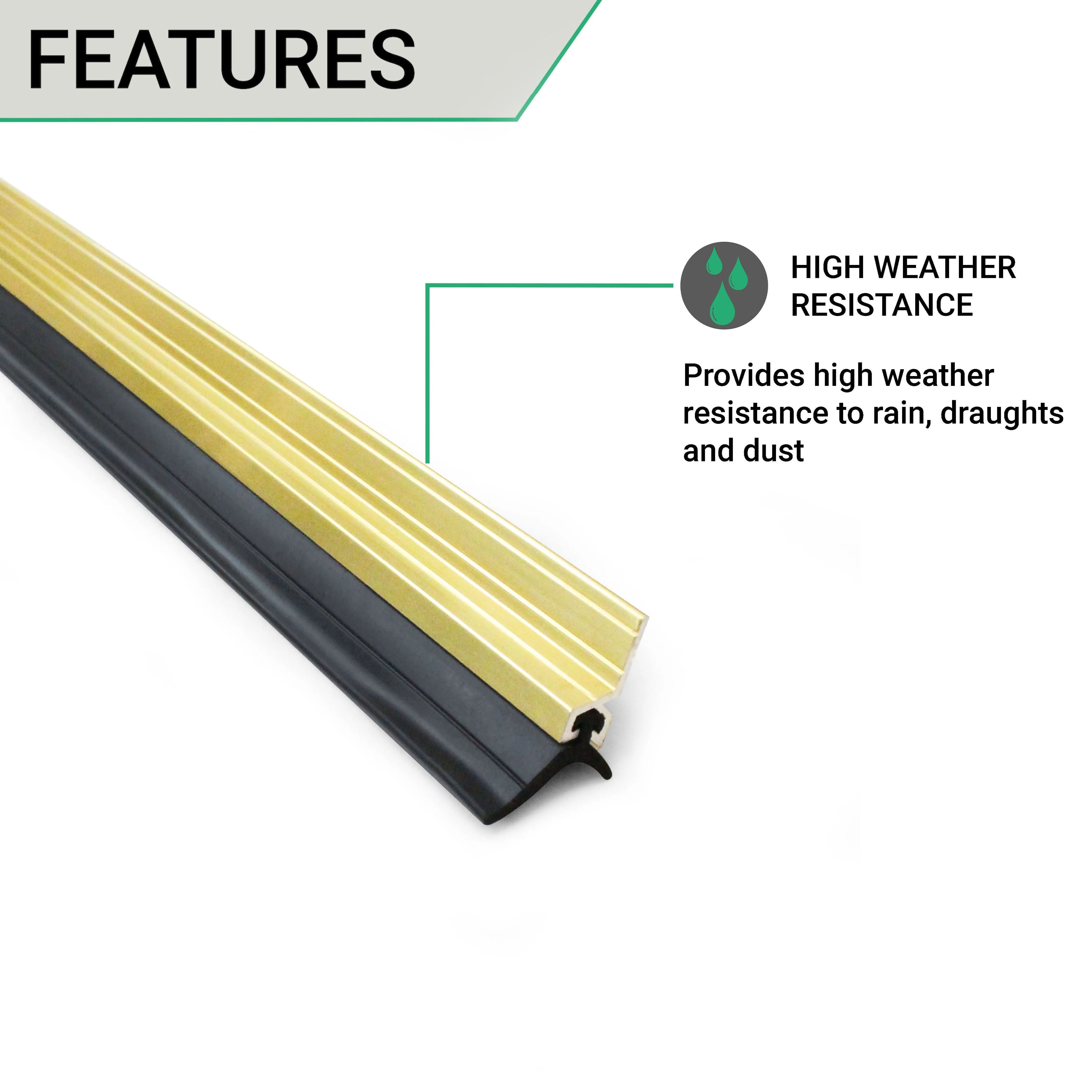 Heavy Duty Single Door Weather Seal Set - Gold - Image 3
