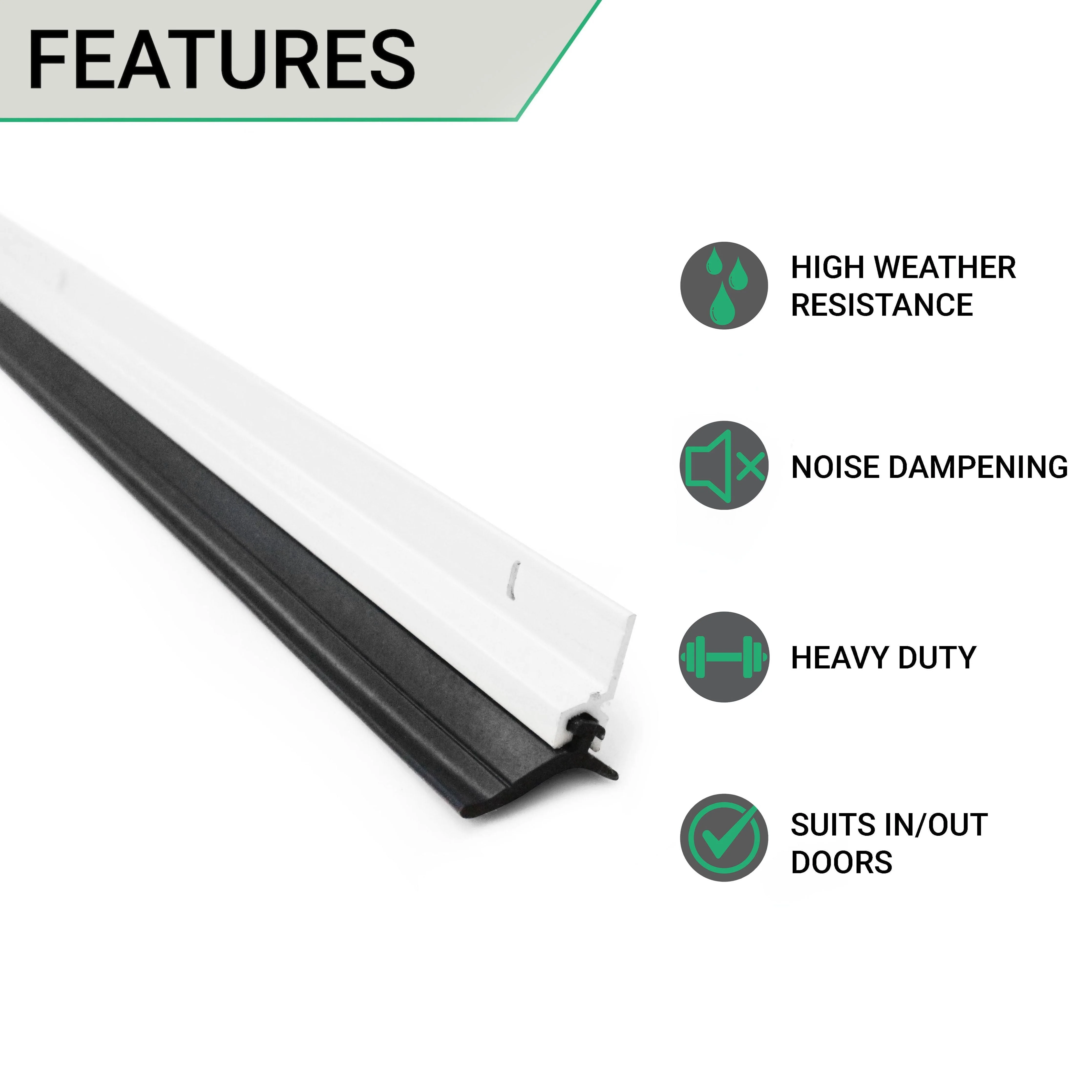 Heavy Duty Single Door Weather Seal Set - White - Image 2