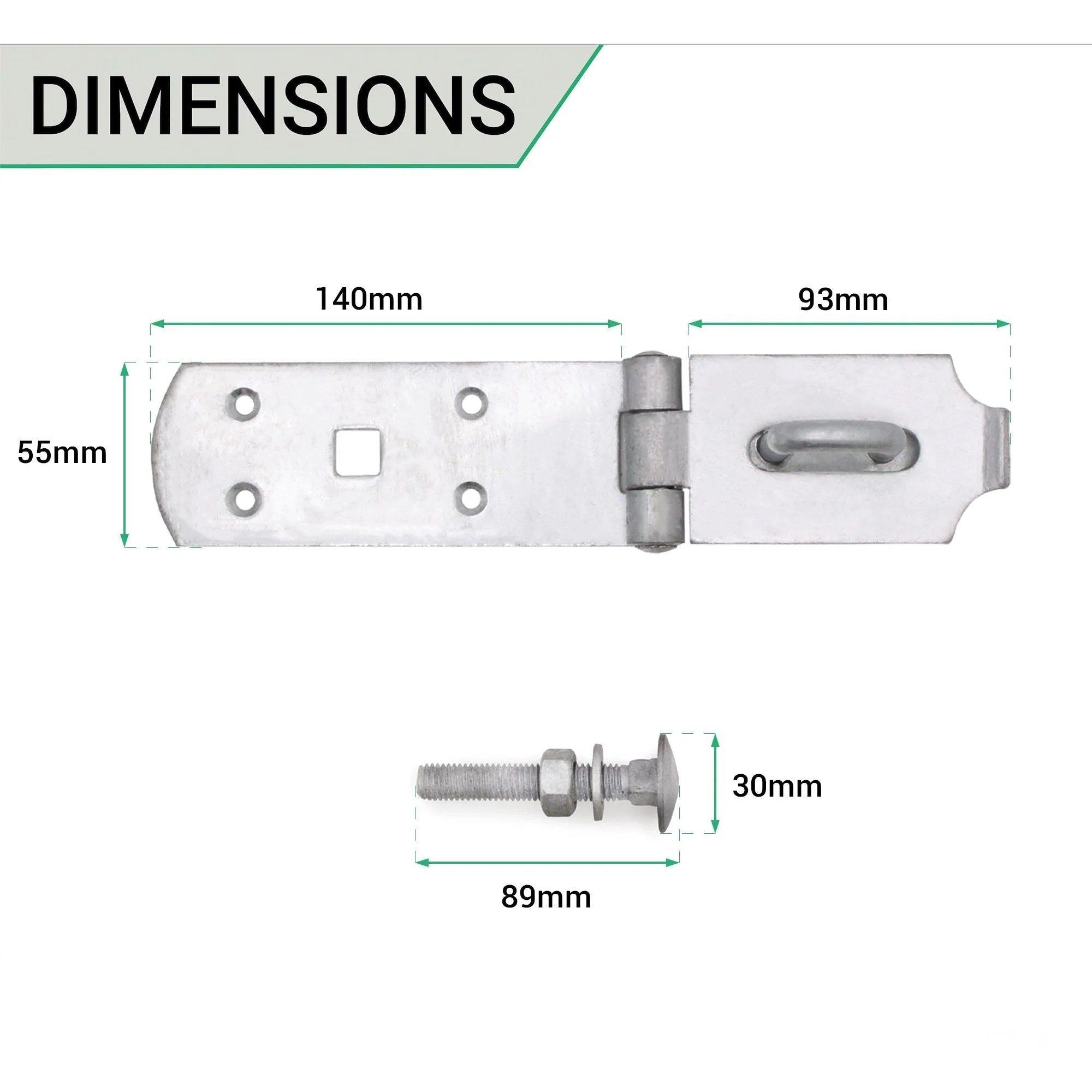 Heavy Secure Bolt On Hasp & Staple - 10 inch - Galvanised - Image 4