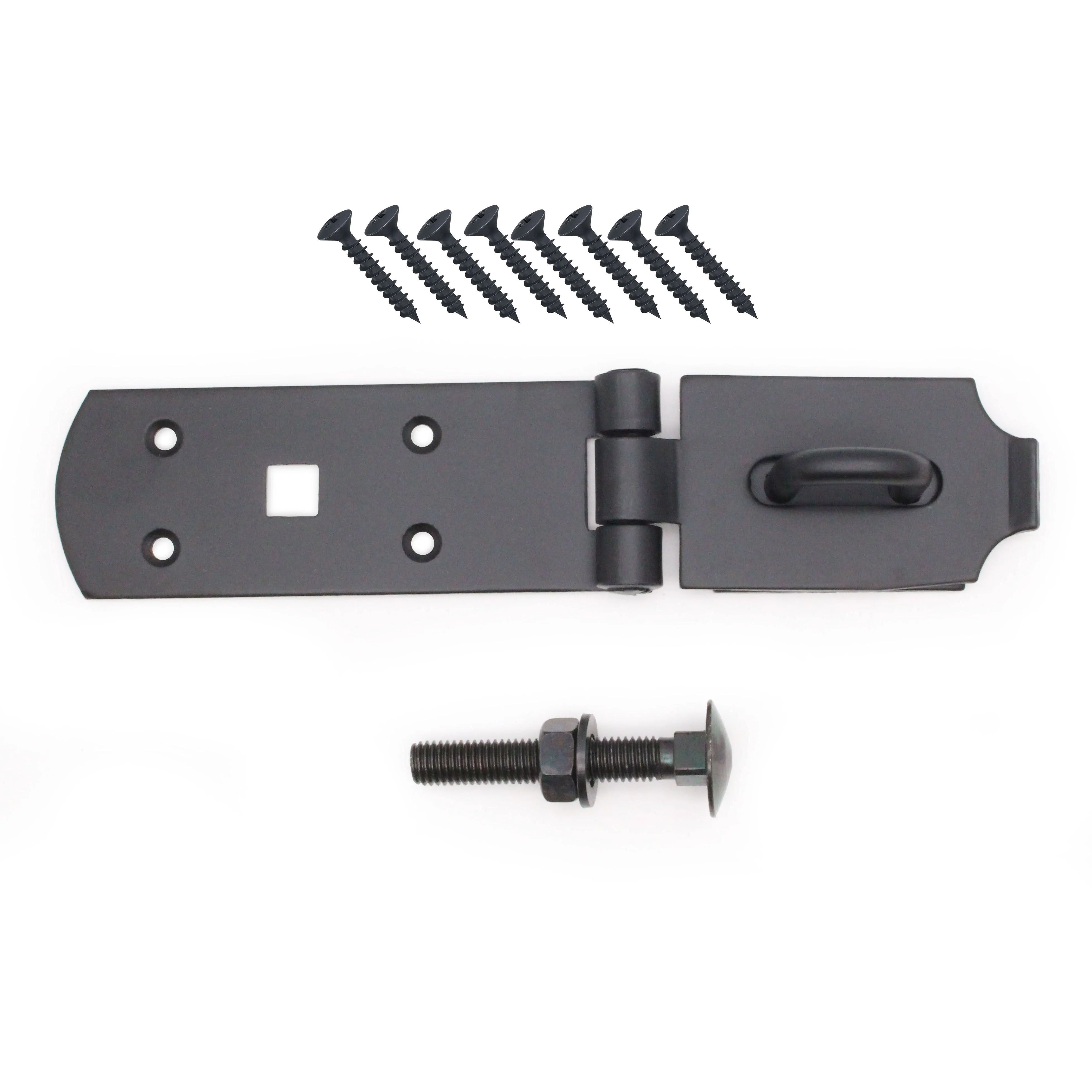 Heavy Secure Bolt On Hasp & Staple - 8 inch - Black