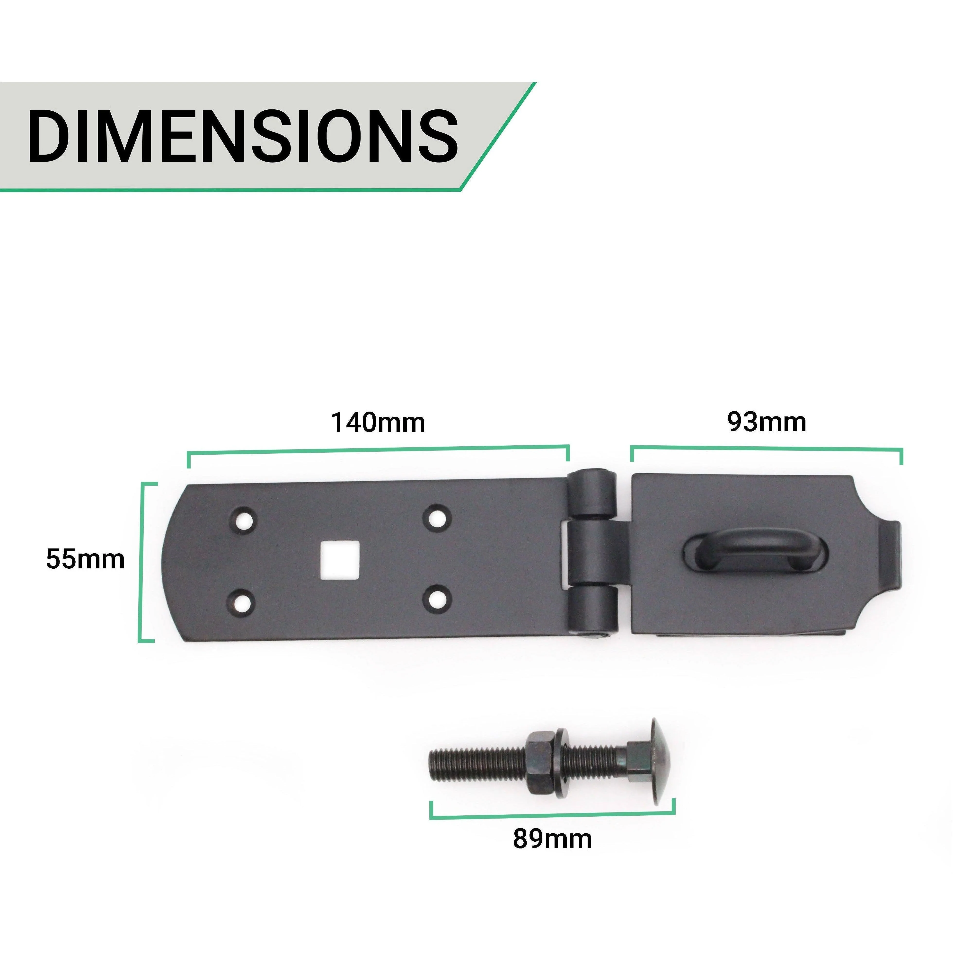 Heavy Secure Bolt On Hasp & Staple - 10 inch - Black - Image 4