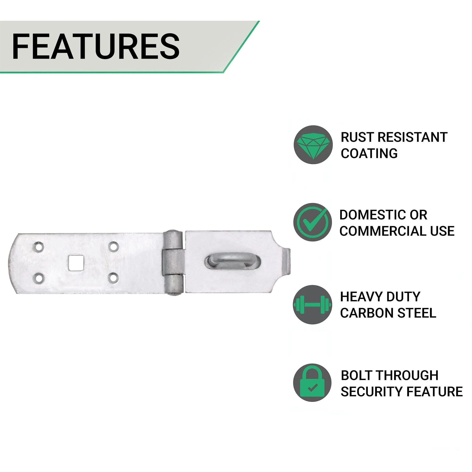 Heavy Secure Bolt On Hasp & Staple - 8 inch - Galvanised - Image 2