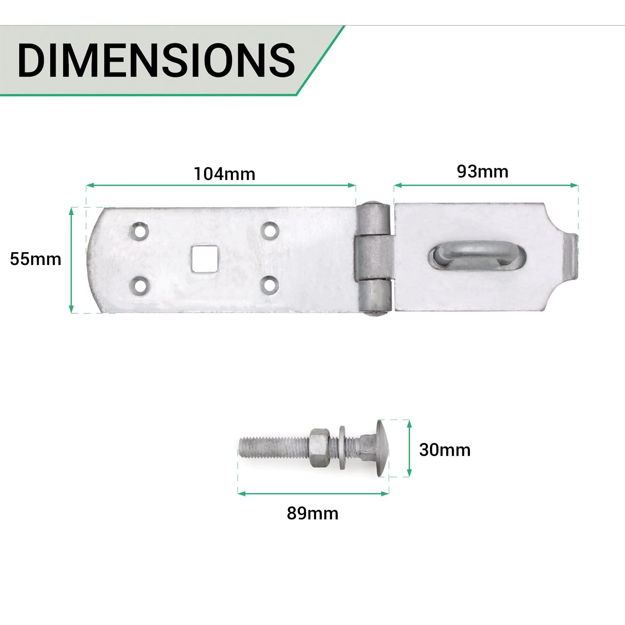 Heavy Secure Bolt On Hasp & Staple - 8 inch - Galvanised - Image 4