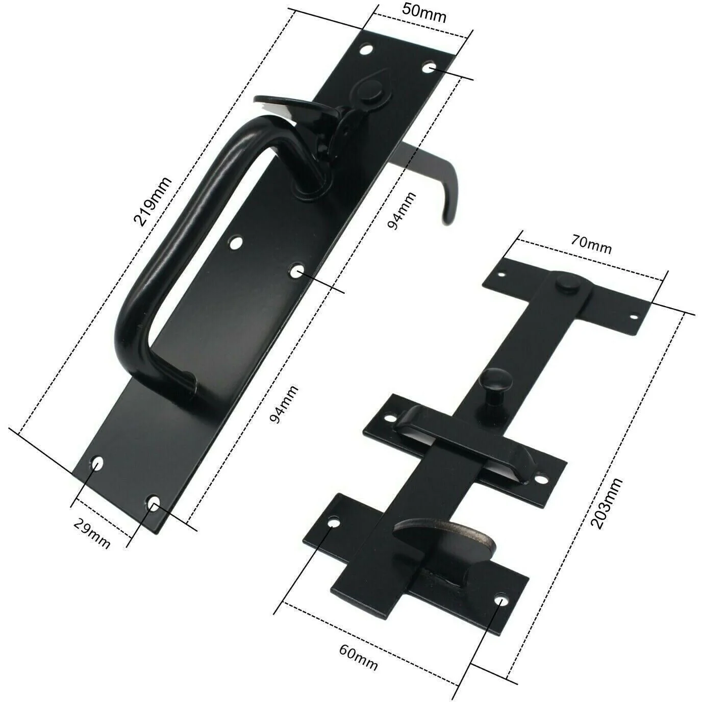 Heavy Suffolk Latch - 219 x 50mm - Black - Image 3