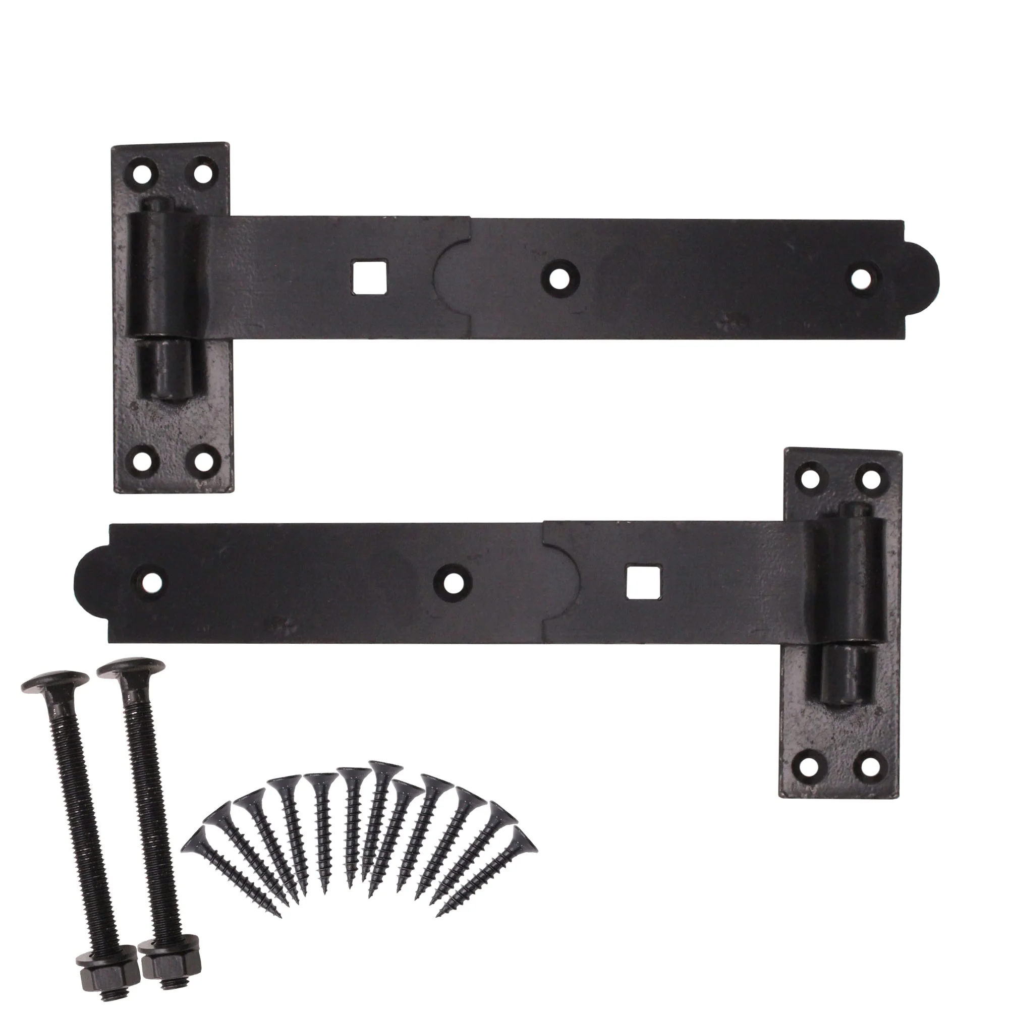 Gate Garage Hinges Hook and Band Straight - 300mm - Black