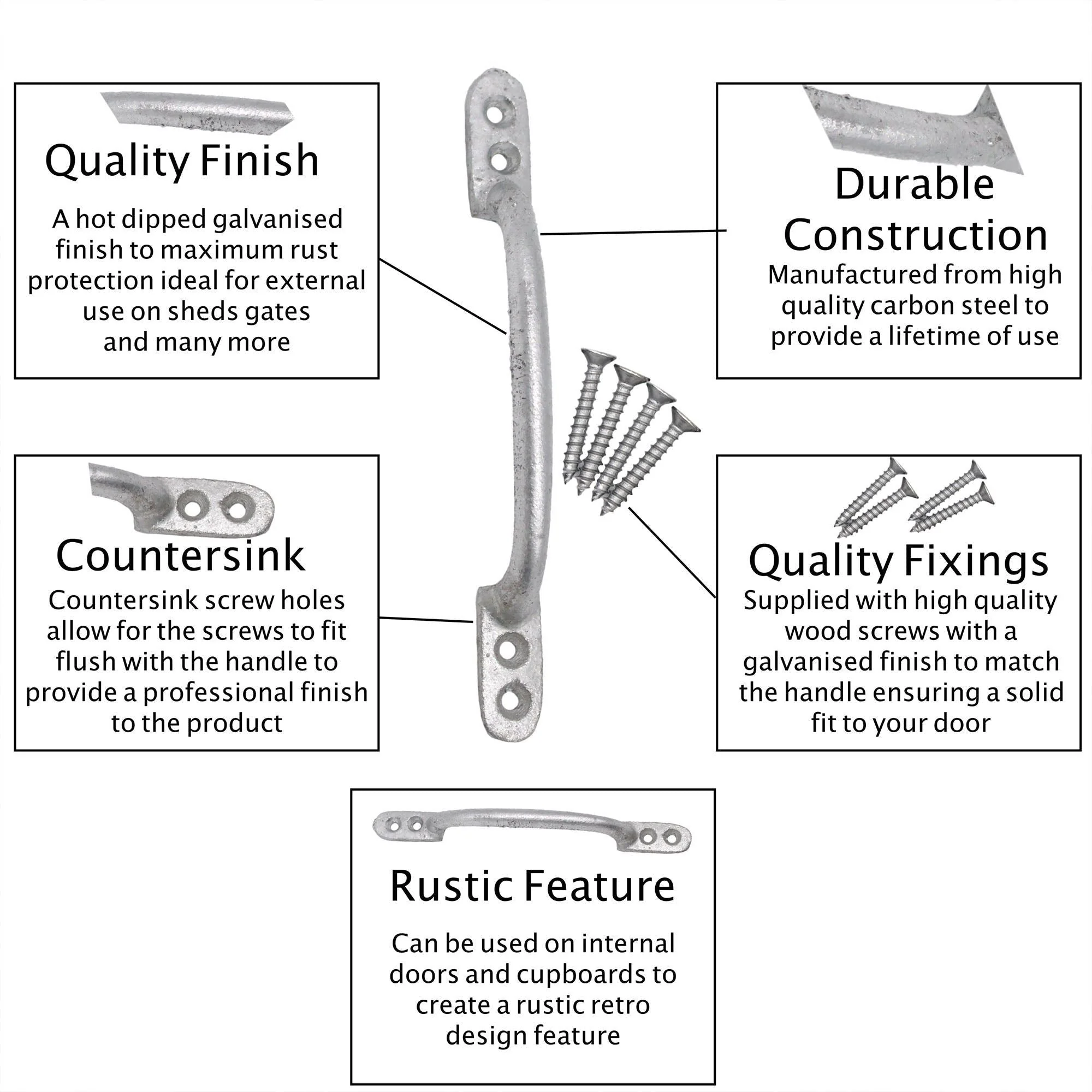 Hot Bed Handle - 6" - Hot Dip Galvanised - Pack of 2 - Image 3