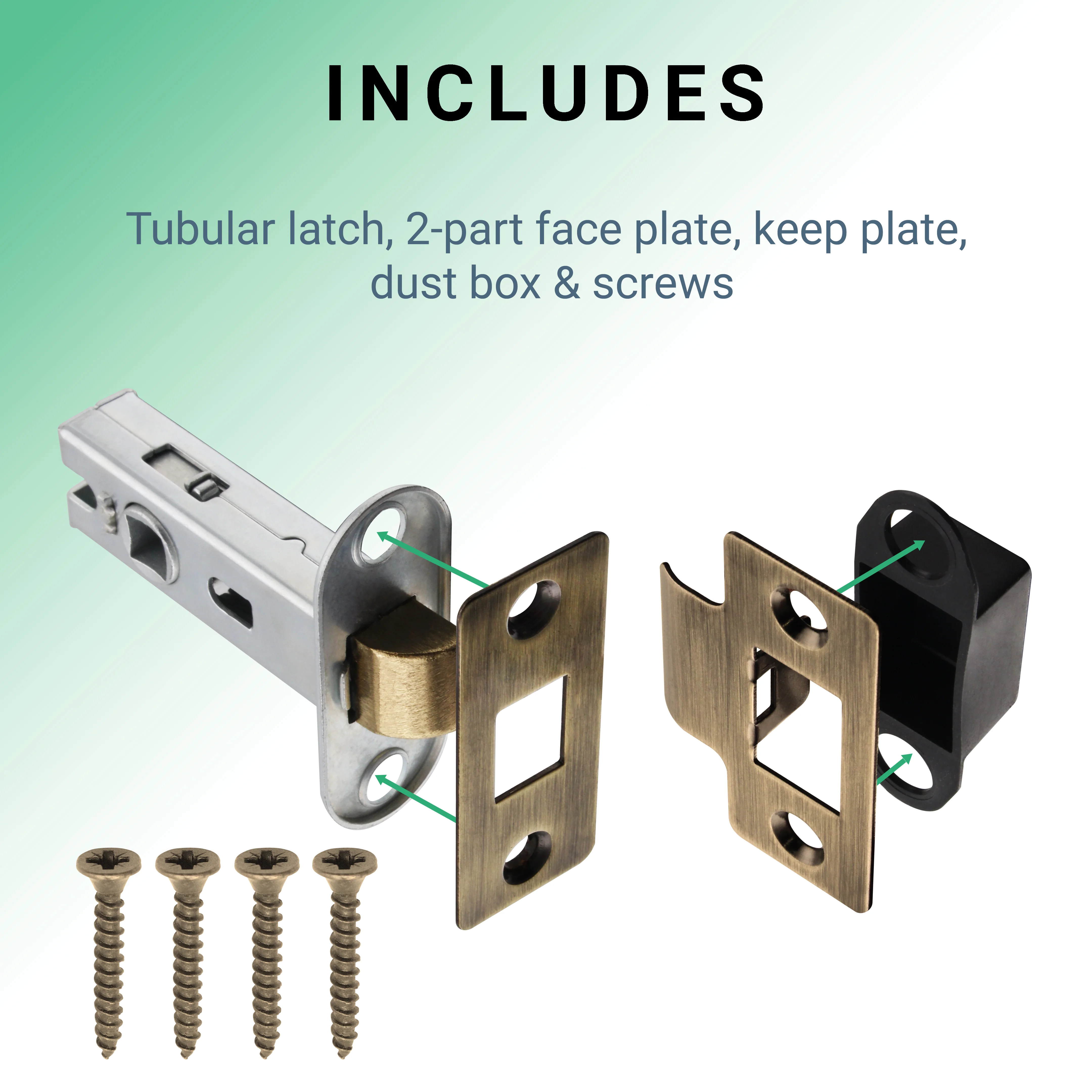 3 inch/76mm Tubular Latch Bolt Through - 57mm Backset - Antique Brass - Image 5