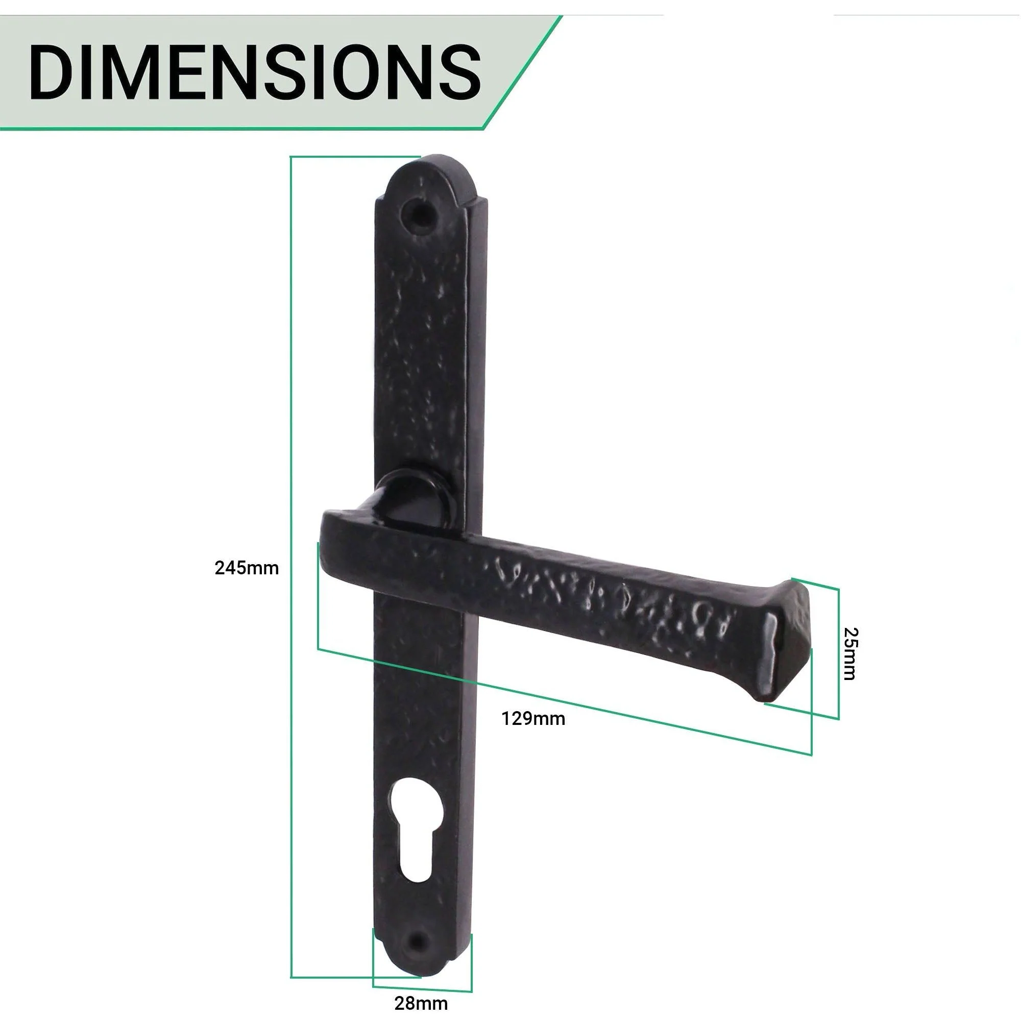 Black Iron UPVC Door Handle 92mm Centres - Antique Black - Image 3