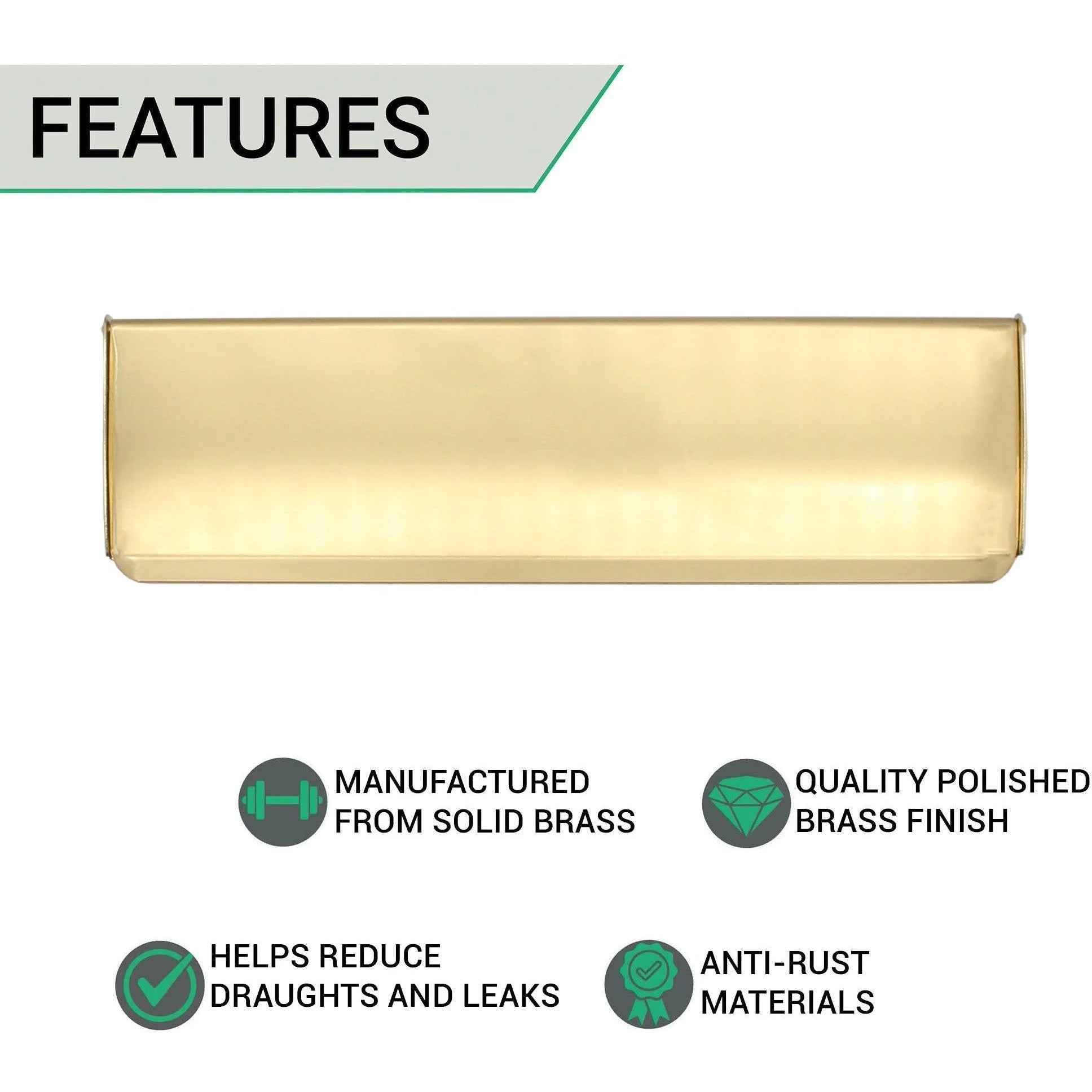 Inner Letter Box Tidy - 280x80mm - Polished Brass - Image 3