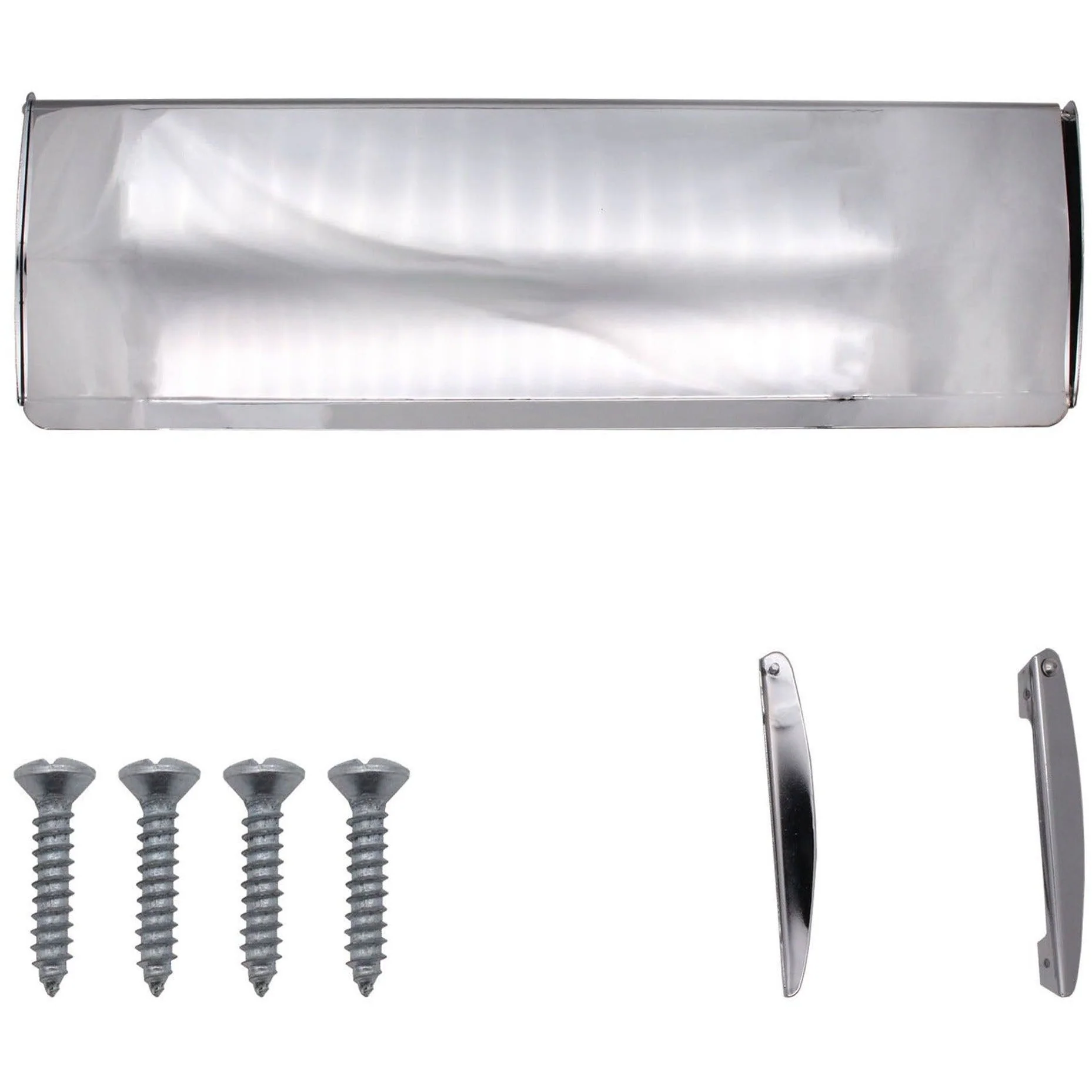 Curved Interior Inner Letter Box Tidy Flap - 355x127mm - Polished Chrome