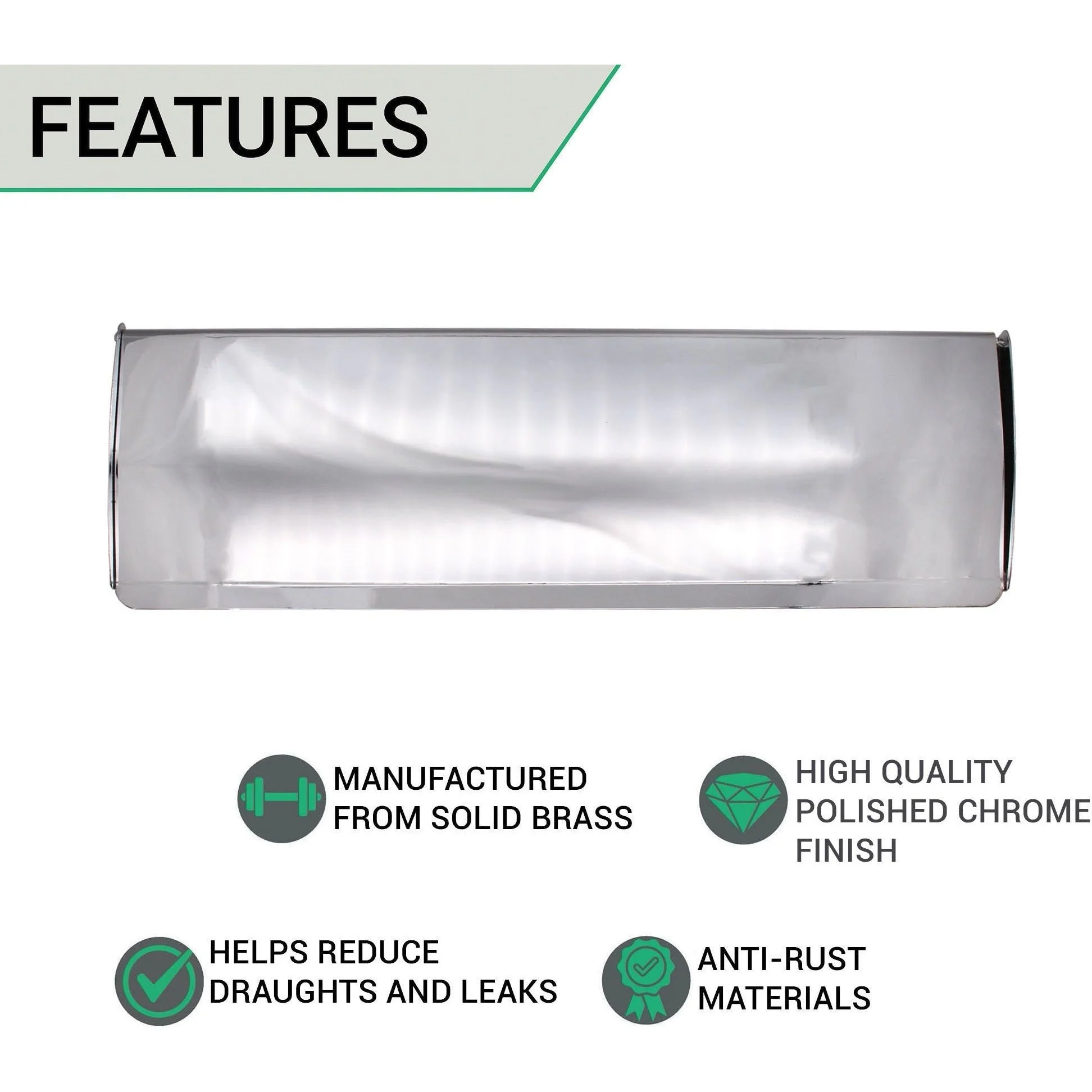 Inner Letter Box Tidy - 400x127mm - Polished Chrome - Image 3