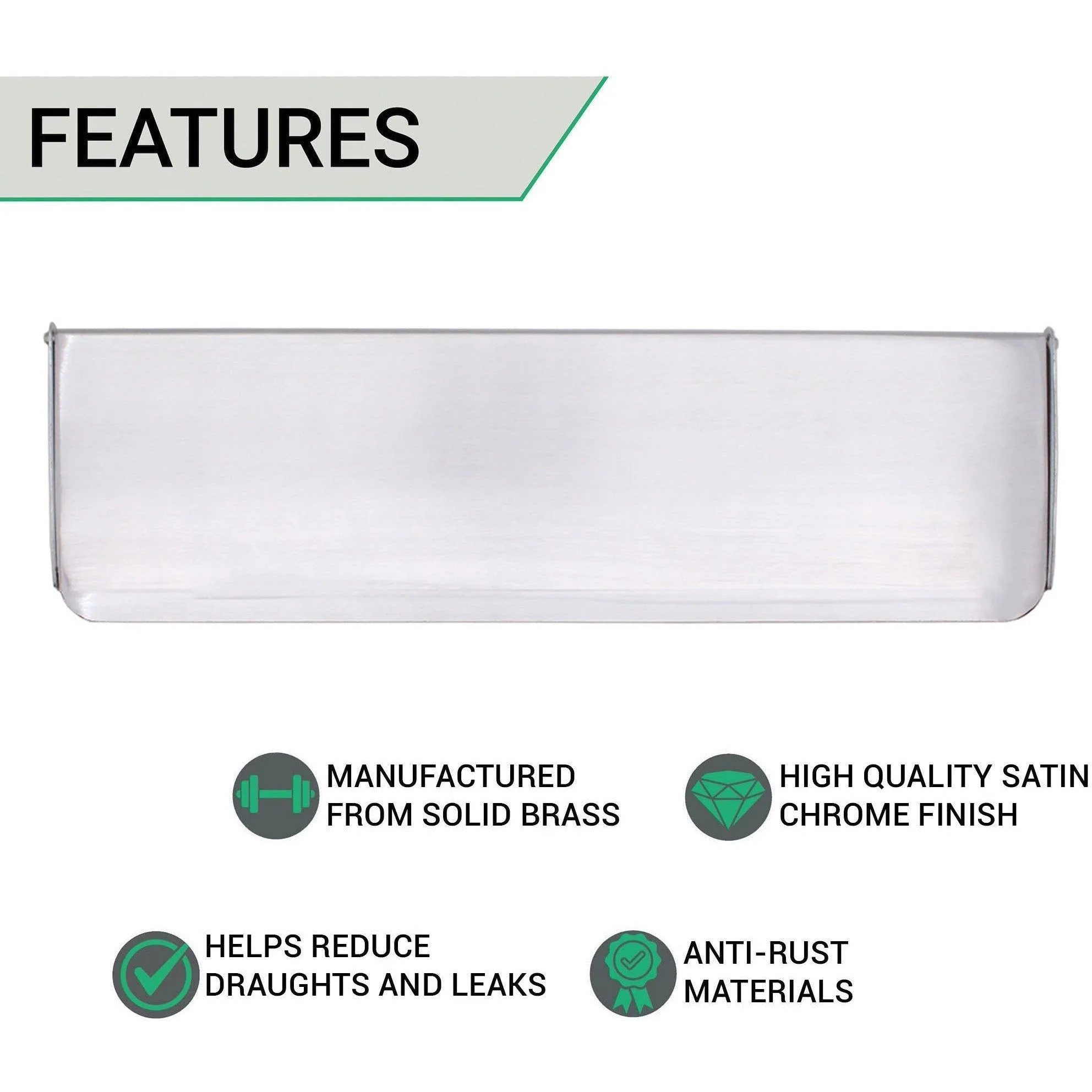 Inner Letter Box Tidy - 400x127mm - Satin Chrome - Image 3