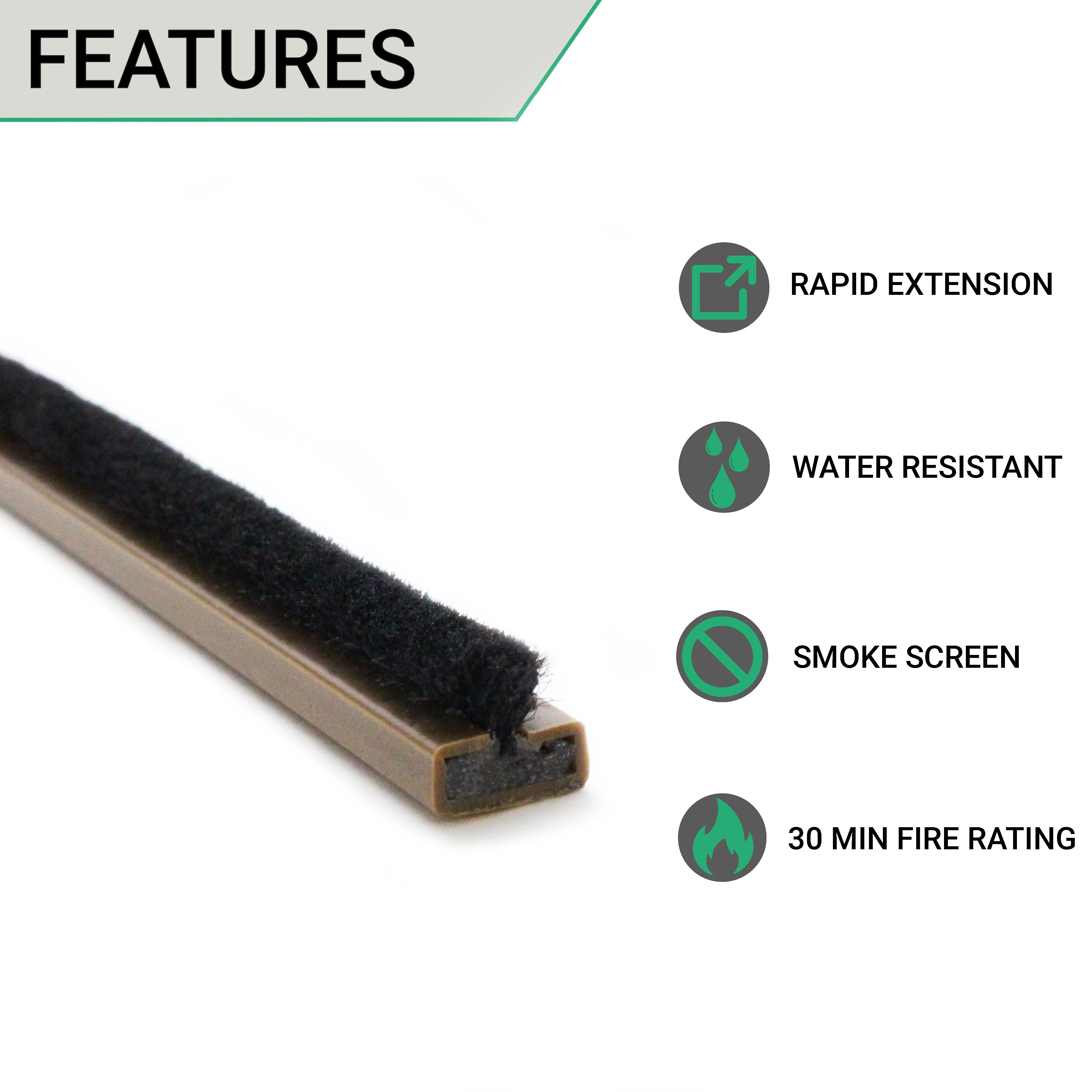 Intumescent Fire Door Seal Strip - Fire and Smoke - 10x4x1050mm - Brown - Pack of 5 / Single Door Pack - Image 2