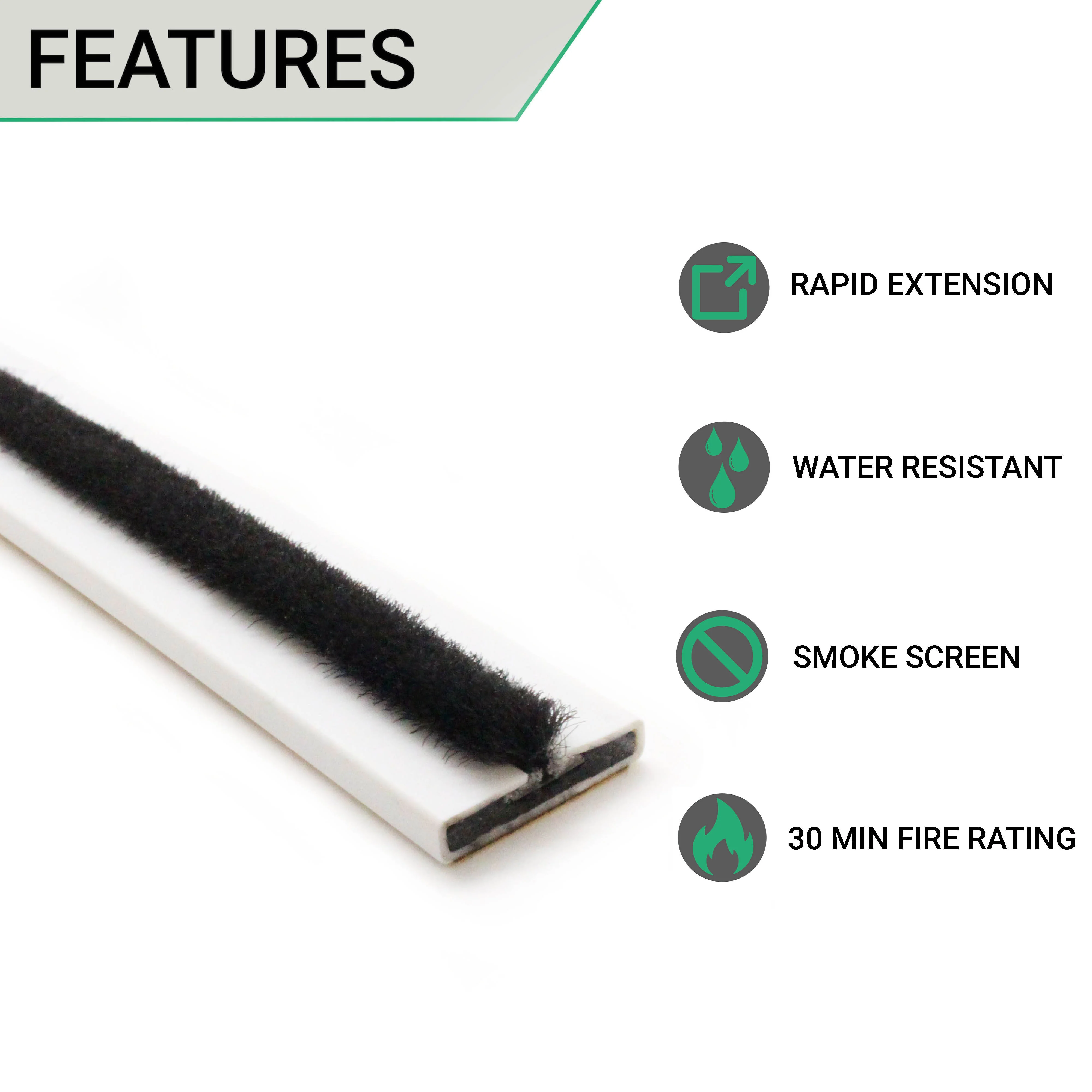 Intumescent Fire Door Seal Strip - Fire and Smoke - 20x4x1050mm - White - Pack of 5 / Single Door Pack - Image 2