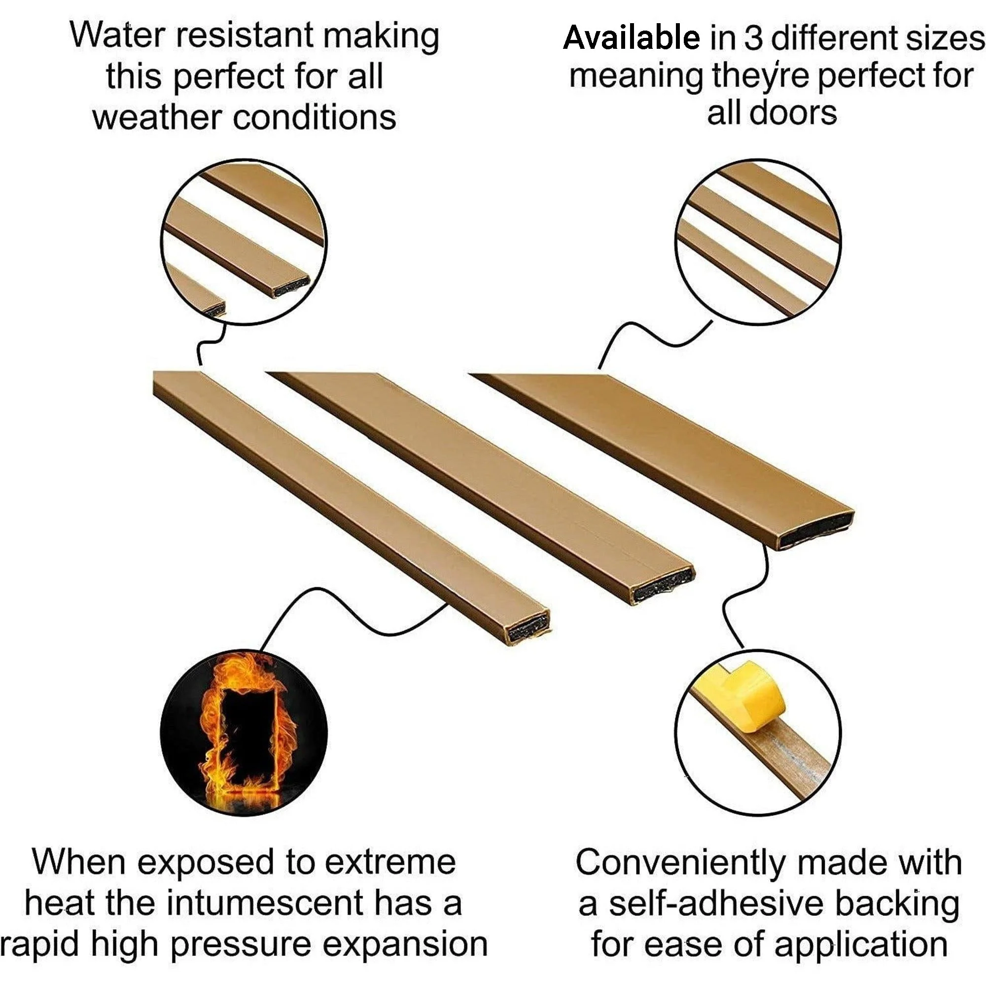 Intumescent Fire Door Seal Strip - Fire Only - 20x4x1050mm - Brown - Pack of 5 / Single Door Pack - Image 3