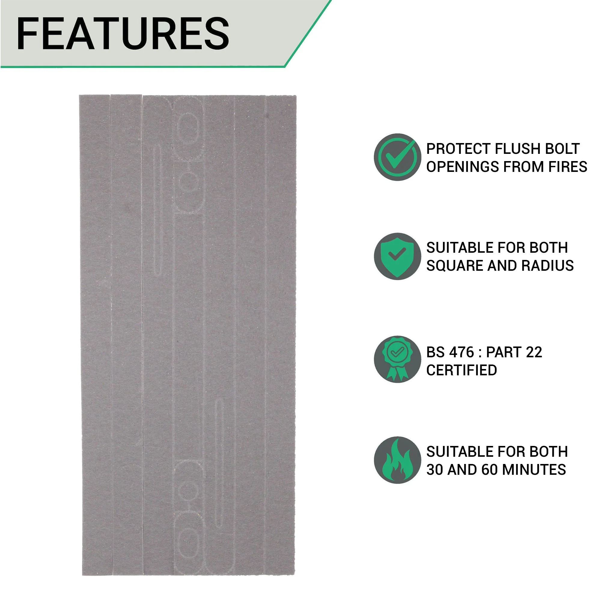 Intumescent Kit Universal Flush Bolt - 600/900mm - Radius and Square - Image 2