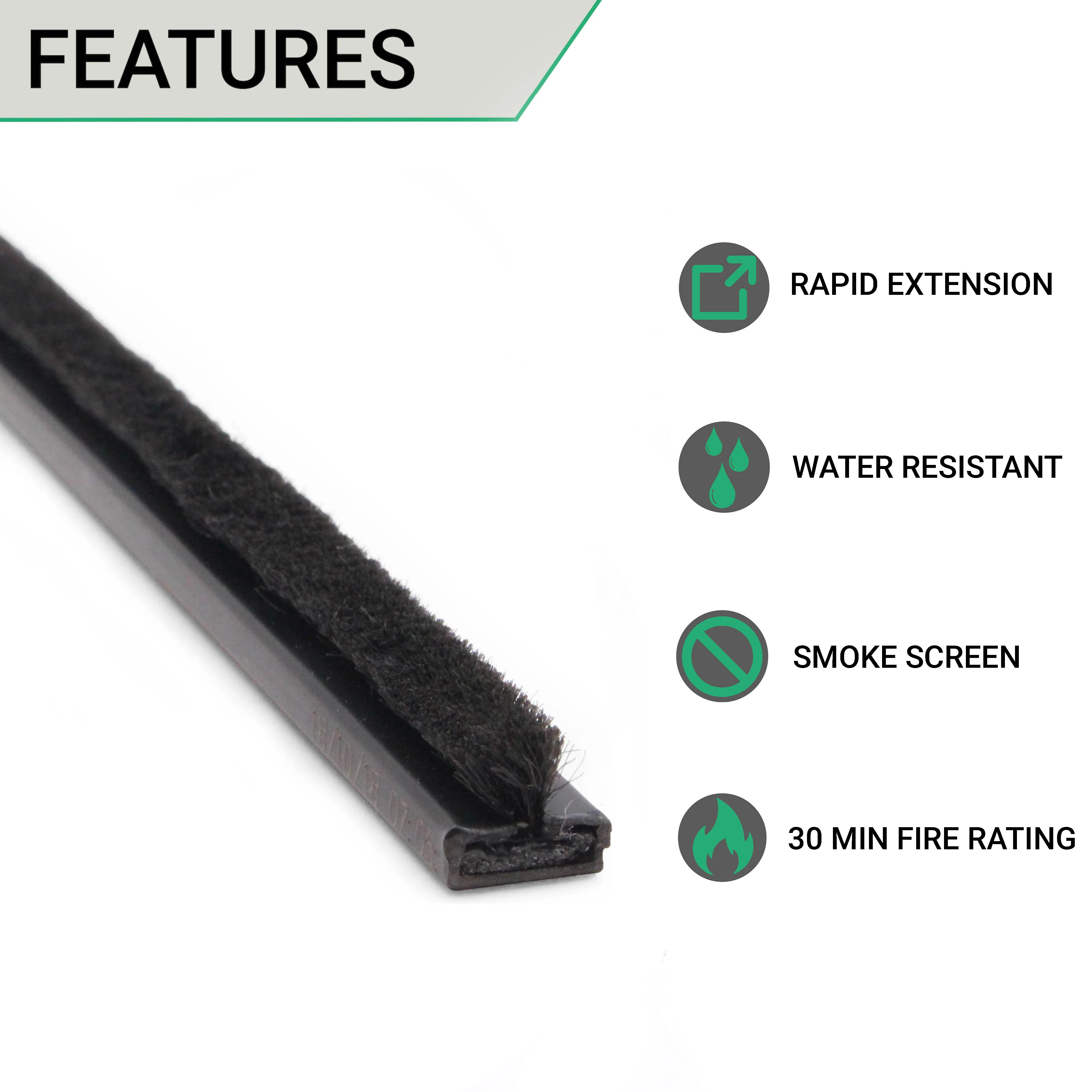 Intumescent Seal Strip - Fire and Smoke - 10x4x2100mm - Black - Pack of 50 - Image 5