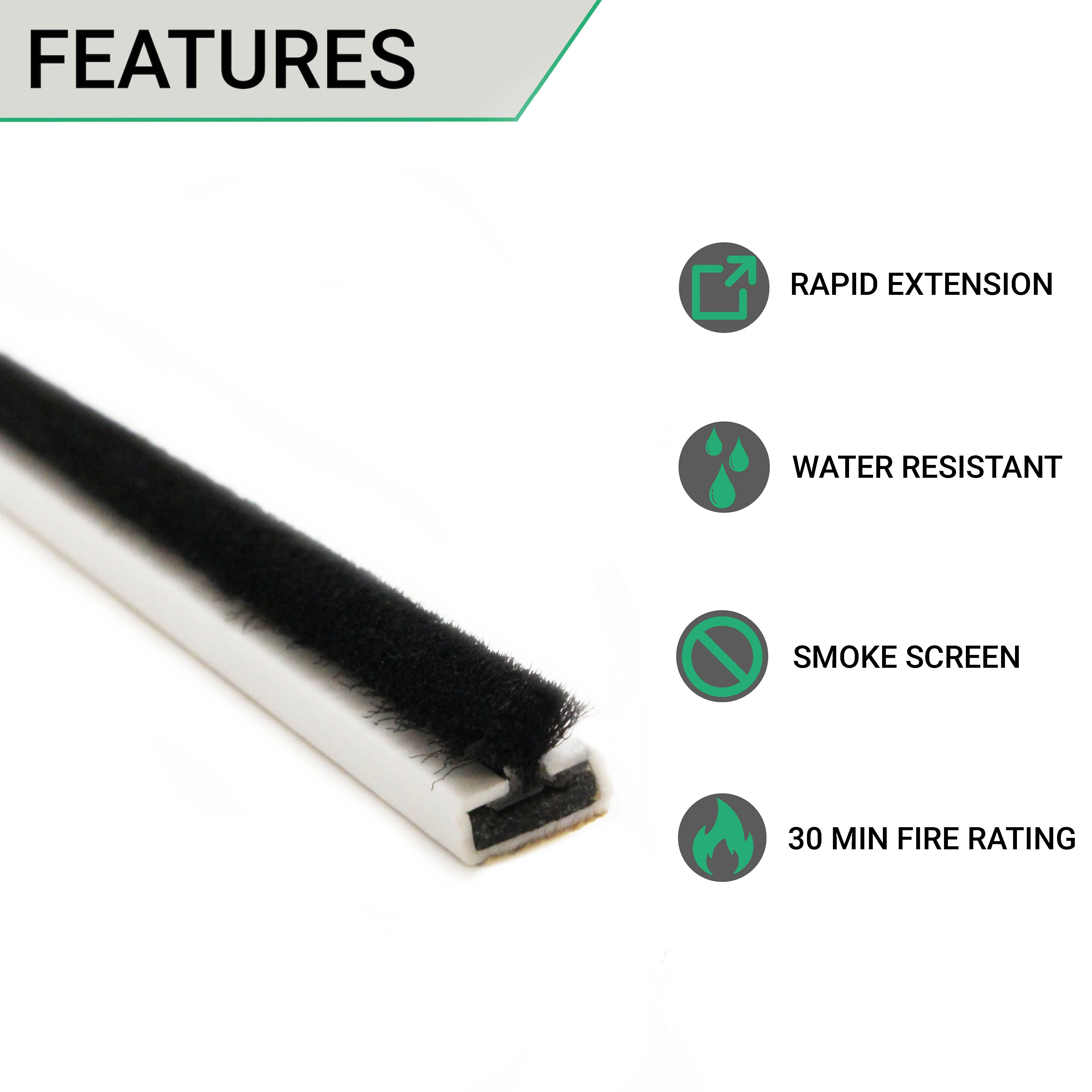 Intumescent Fire Door Seal Strip - Fire and Smoke - 10x4x2100mm - White - Trade Pack of 50 - Image 2
