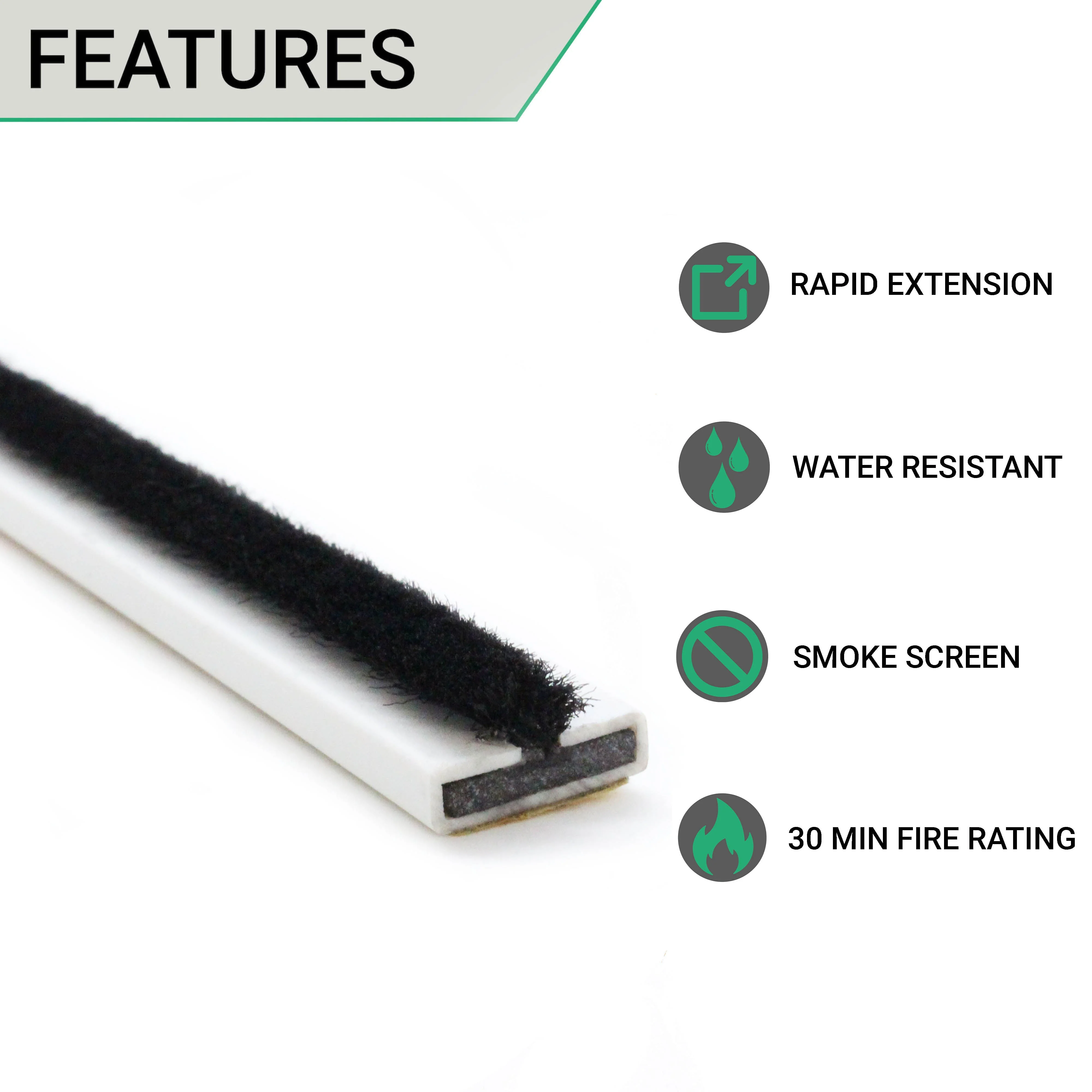Intumescent Fire Door Seal Strip - Fire and Smoke - 15x4x2100mm - White - Pack of 10 - Image 2