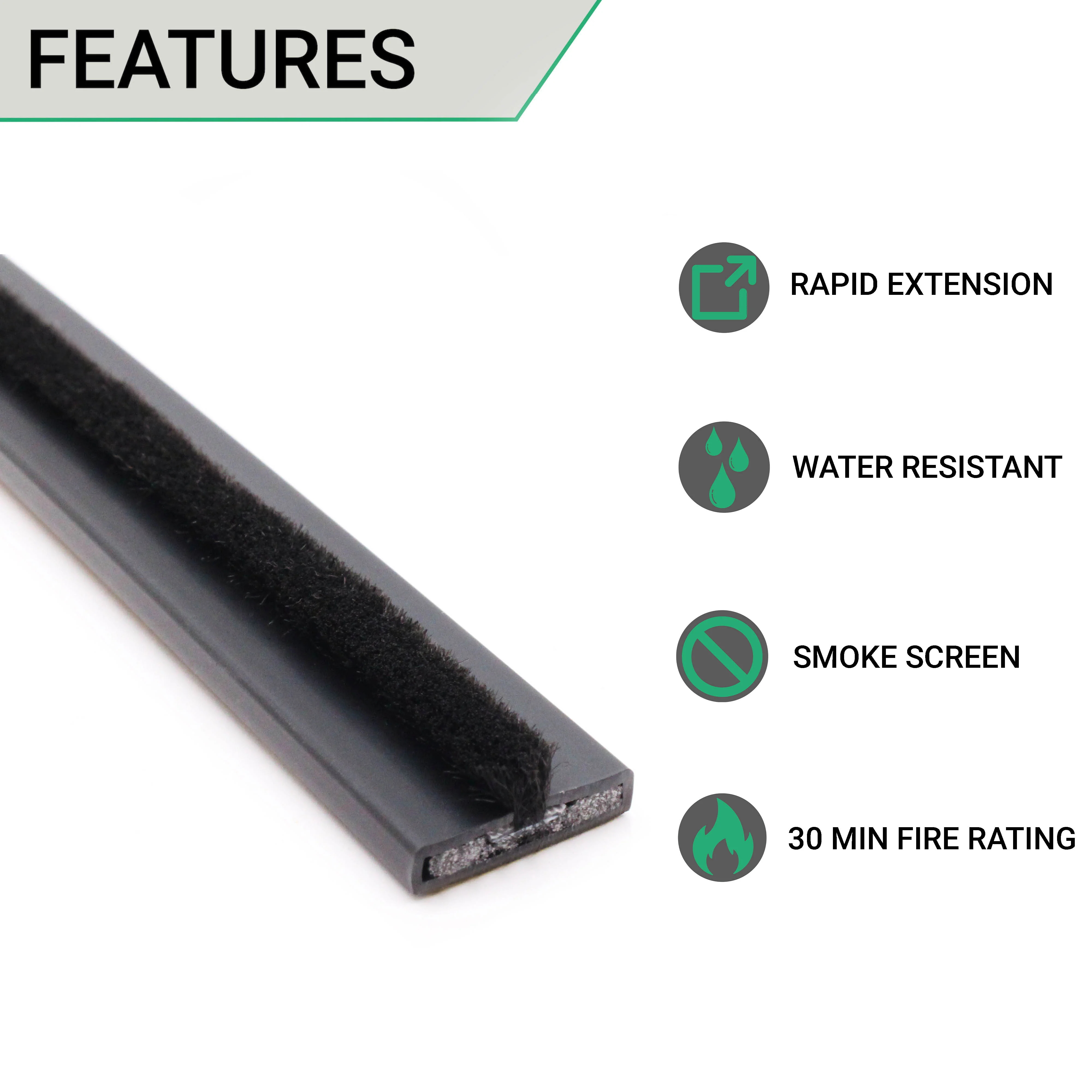 Intumescent Seal Strip - Fire and Smoke - 20x4x2100mm - Black - Pack of 50 - Image 5
