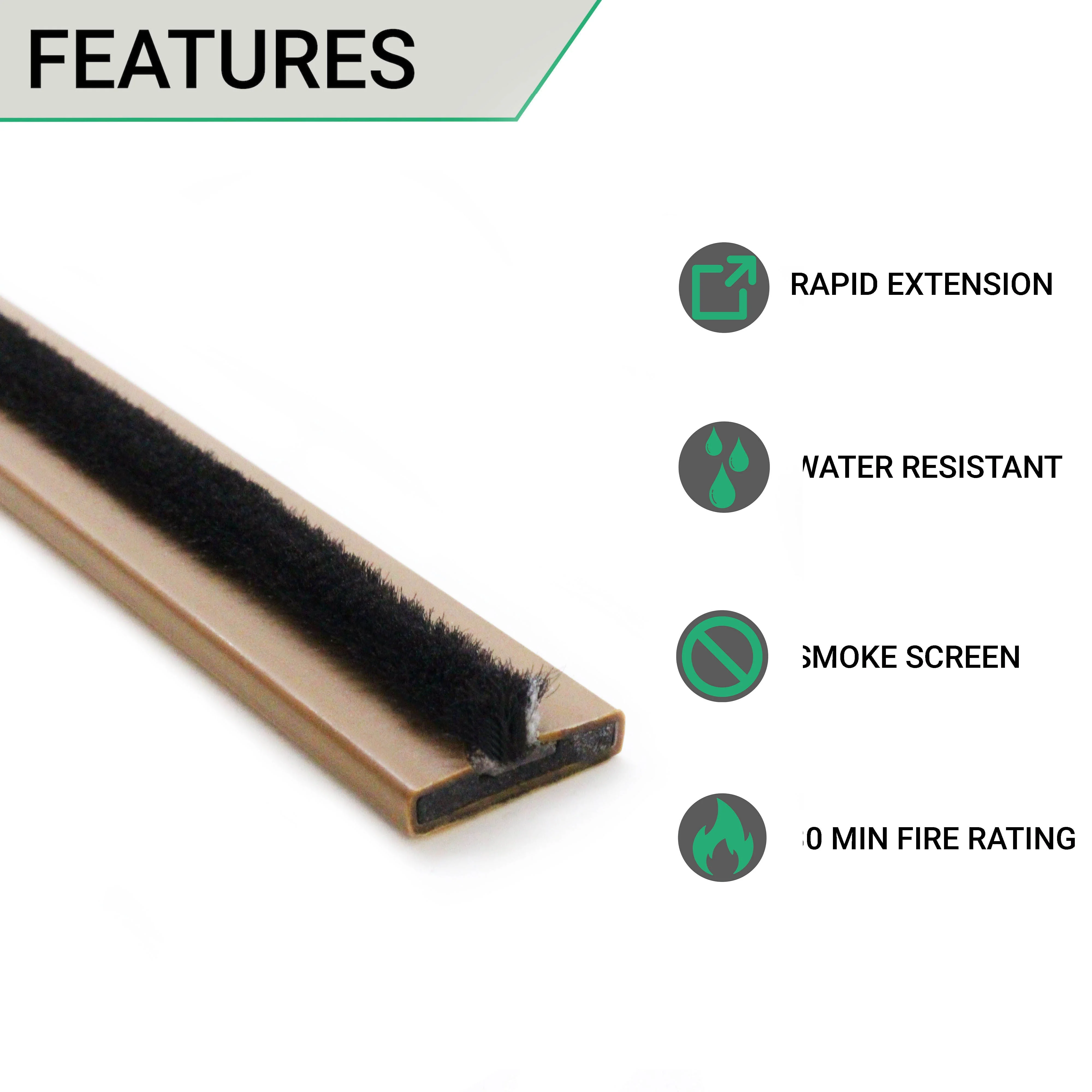 Intumescent Fire Door Seal Strip - Fire and Smoke - 20x4x2100mm - Brown - Pack of 10 - Image 2