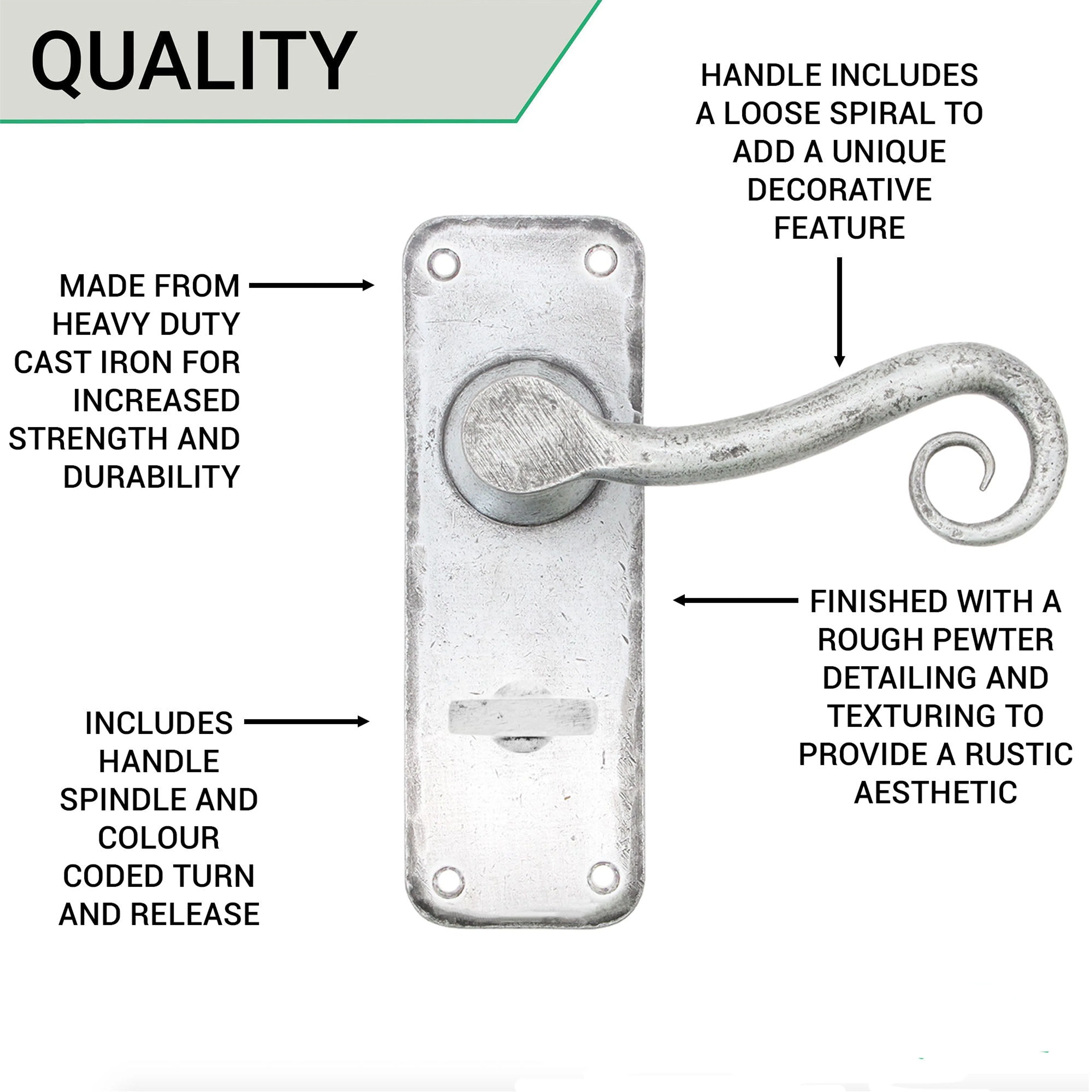 Iron Lever Curly Rustic Pewter Bathroom Set - Image 4