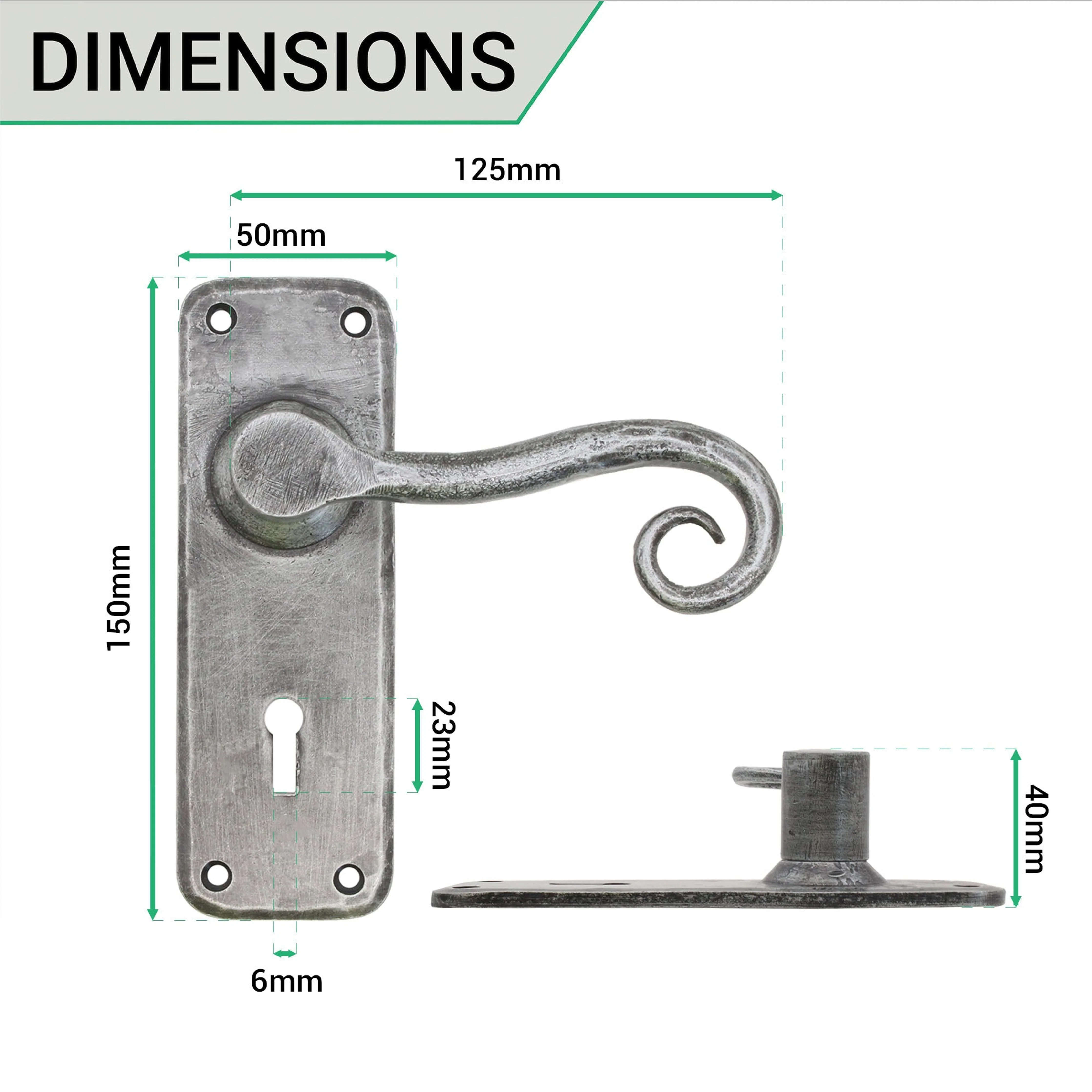 Iron Lever Curly Rustic Pewter Lock Set - Image 3