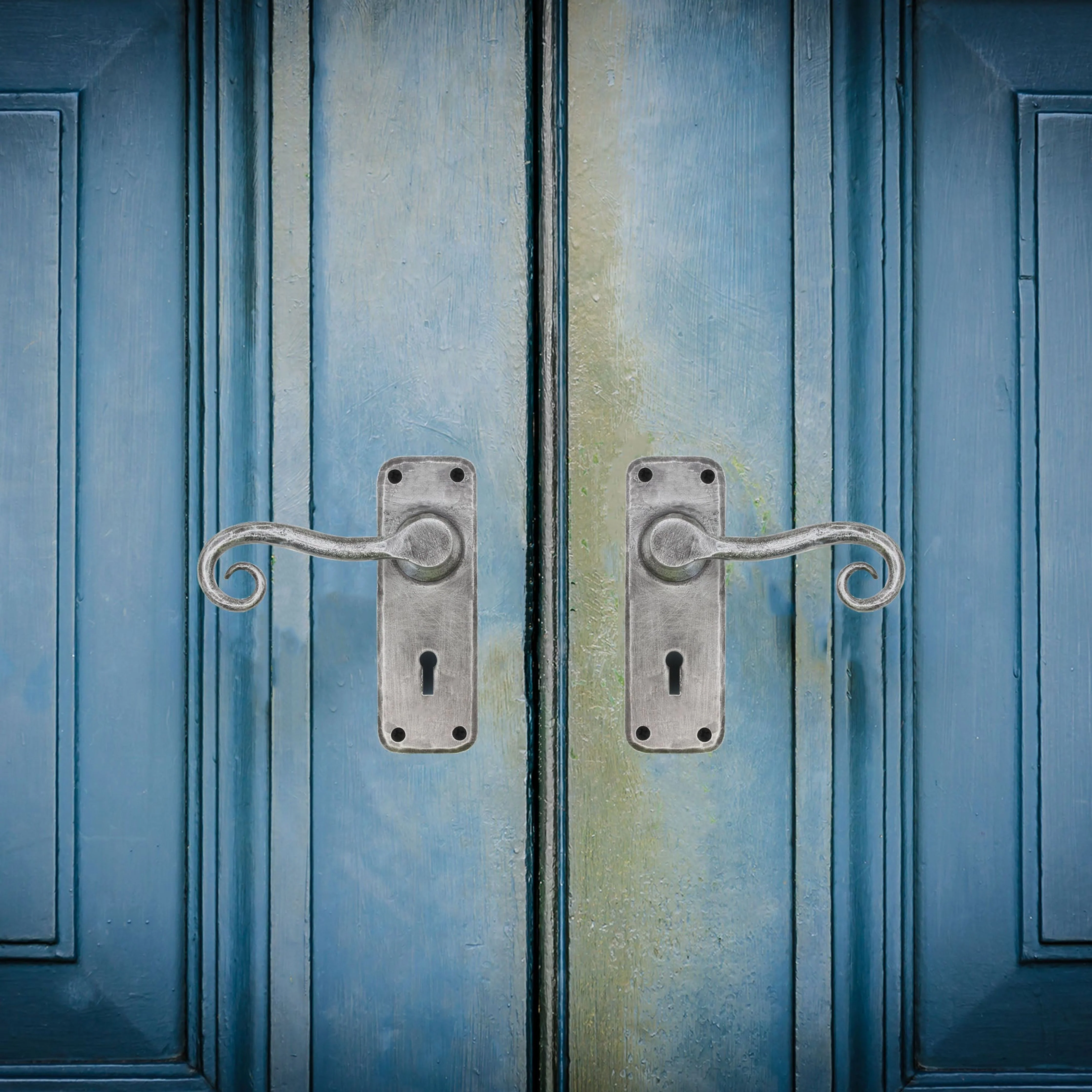 Iron Lever Curly Rustic Pewter Lock Set - Image 5