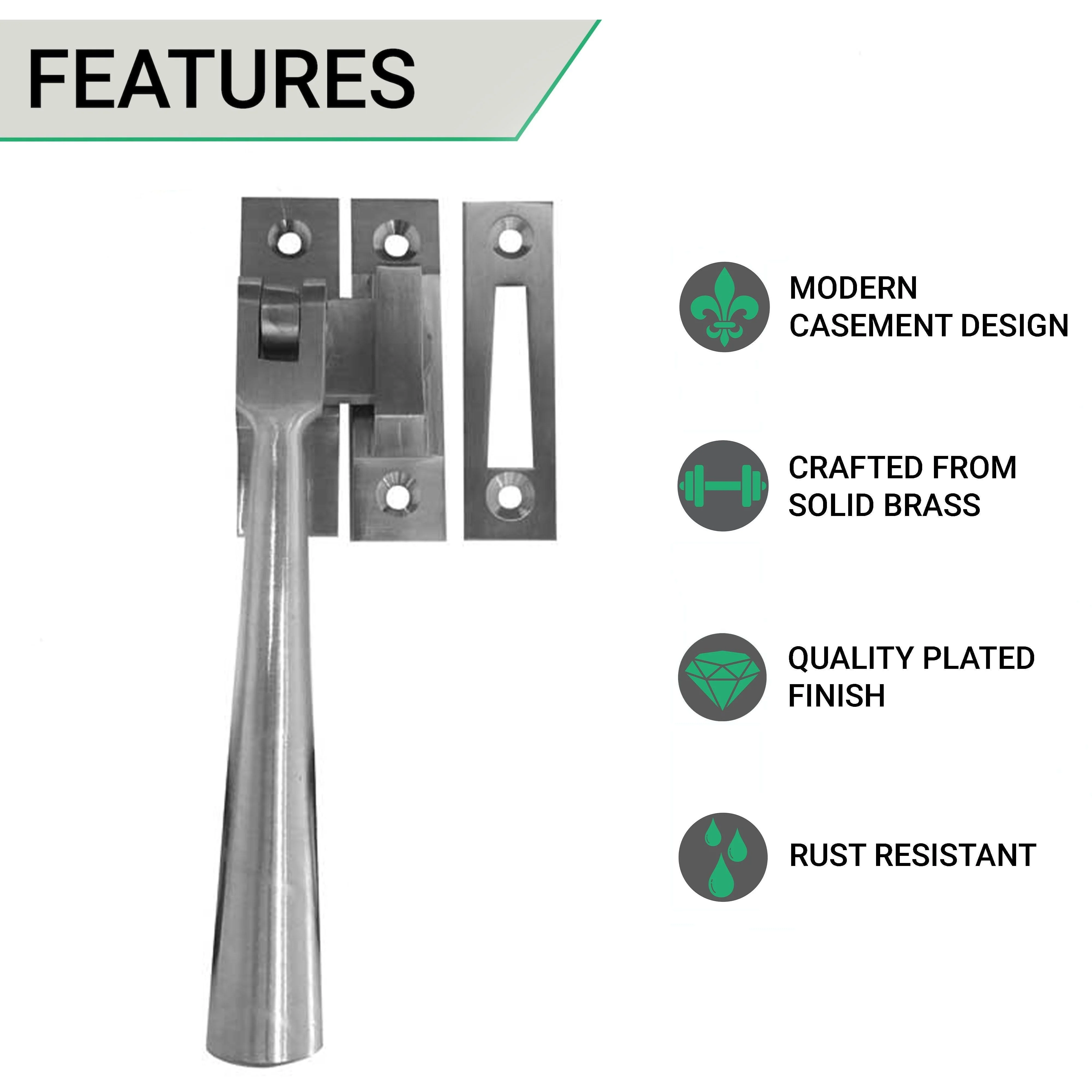 Contemporary Casement Fastener - 115mm - Satin Chrome - Image 2