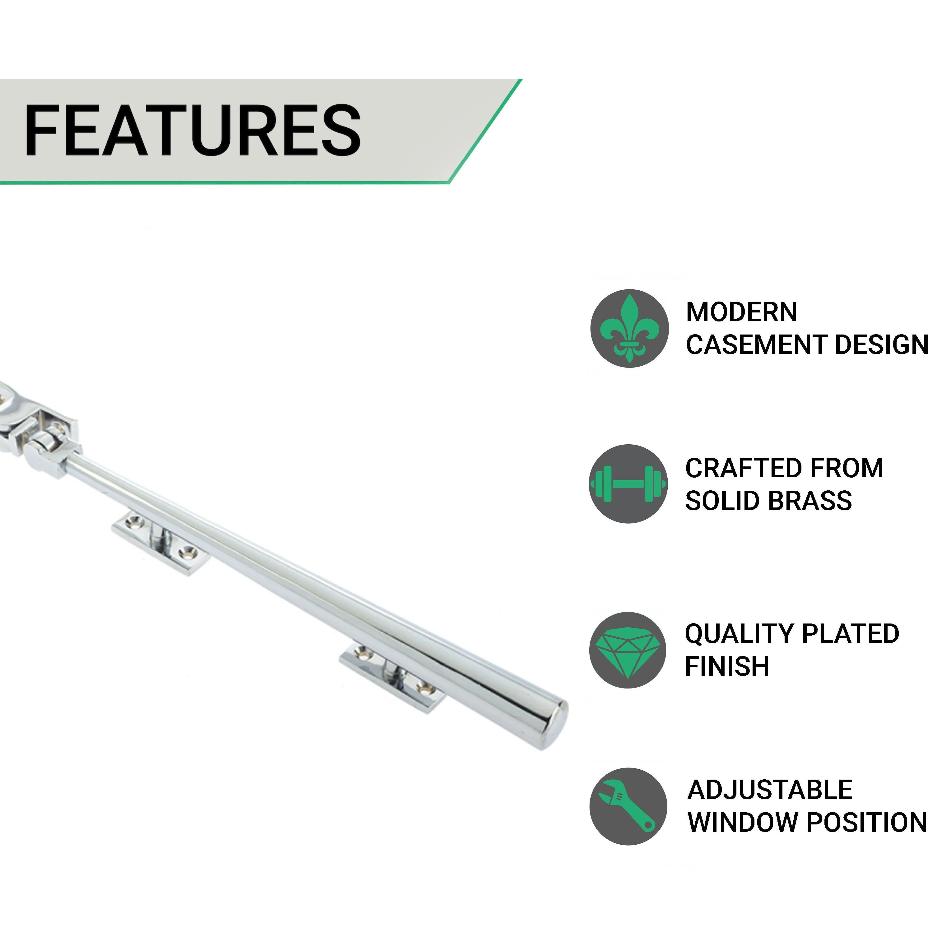 Contemporary Window Stay - 250mm - Polished Chrome - Image 2