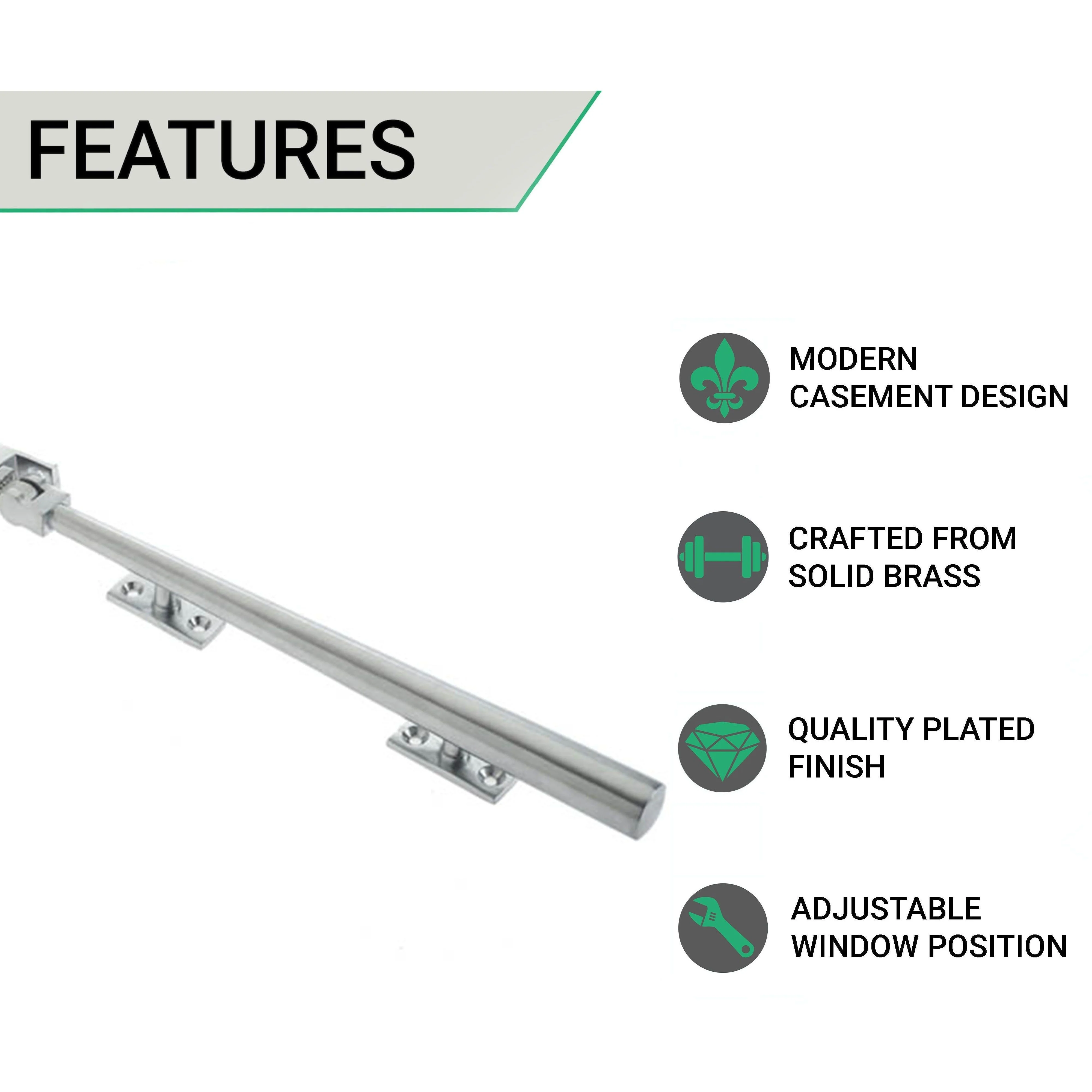 Contemporary Window Stay - 250mm - Satin Chrome - Image 2
