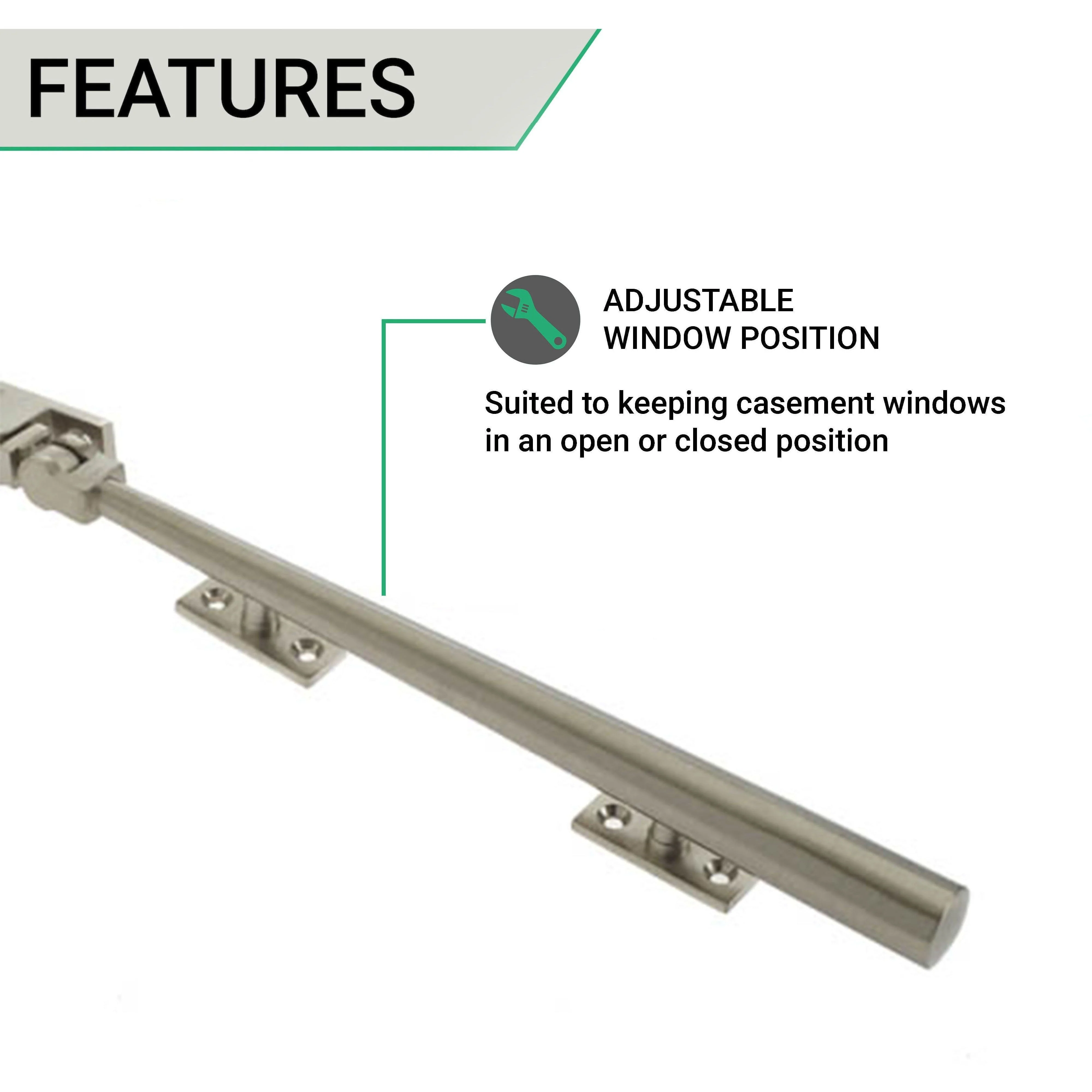 Contemporary Window Stay - 250mm - Satin Nickel - Image 3