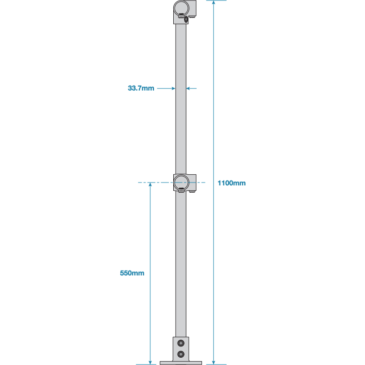 Key Clamp Corner Post Pre Assembled - Suit 33.7mm Tube - Galvanised - Image 3