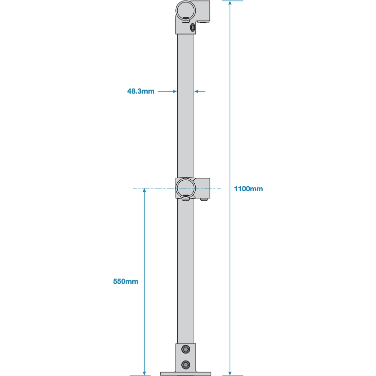Key Clamp Corner Post Pre Assembled - Suit 48.3mm Tube - Galvanised - Image 3