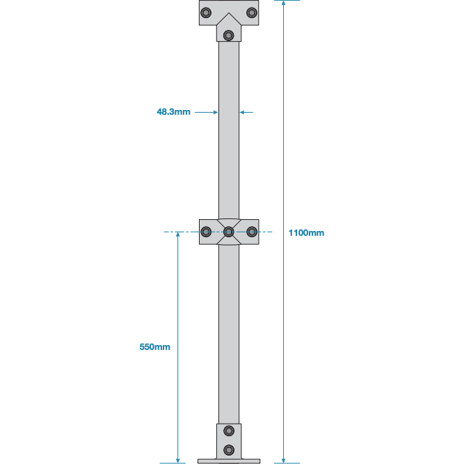 Key Clamp Mid Post Pre Assembled - Suit 48.3mm Tube - Galvanised - Image 5