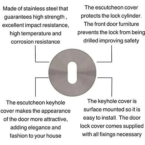 Keyhole Cover Escutcheon Standard Key Pattern - 52 x 8mm - Satin Stainless Steel - Image 3