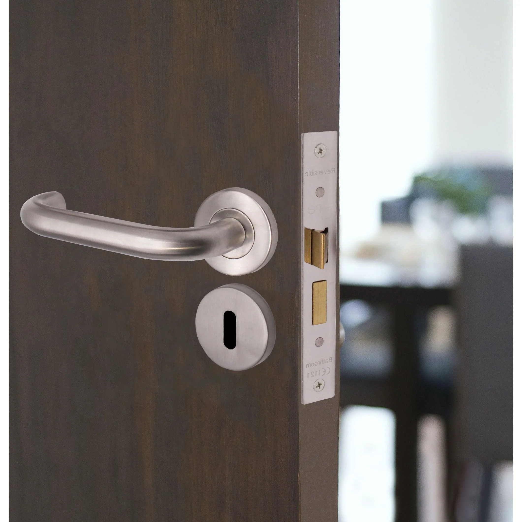 Keyhole Cover Escutcheon Standard Key Pattern - 52 x 8mm - Satin Stainless Steel - Image 4