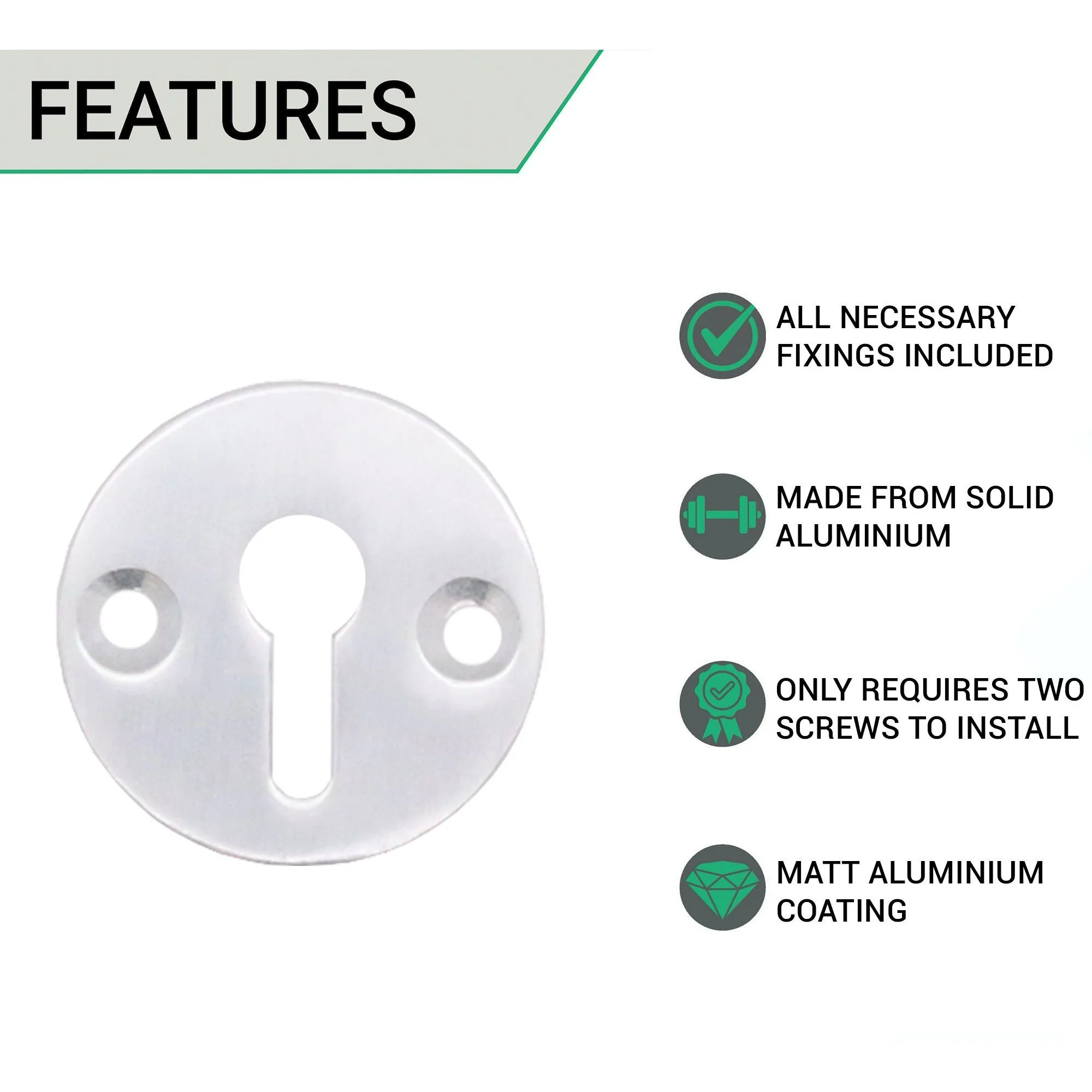 Keyhole Escutcheon - 32mm - Satin Aluminium - Image 2