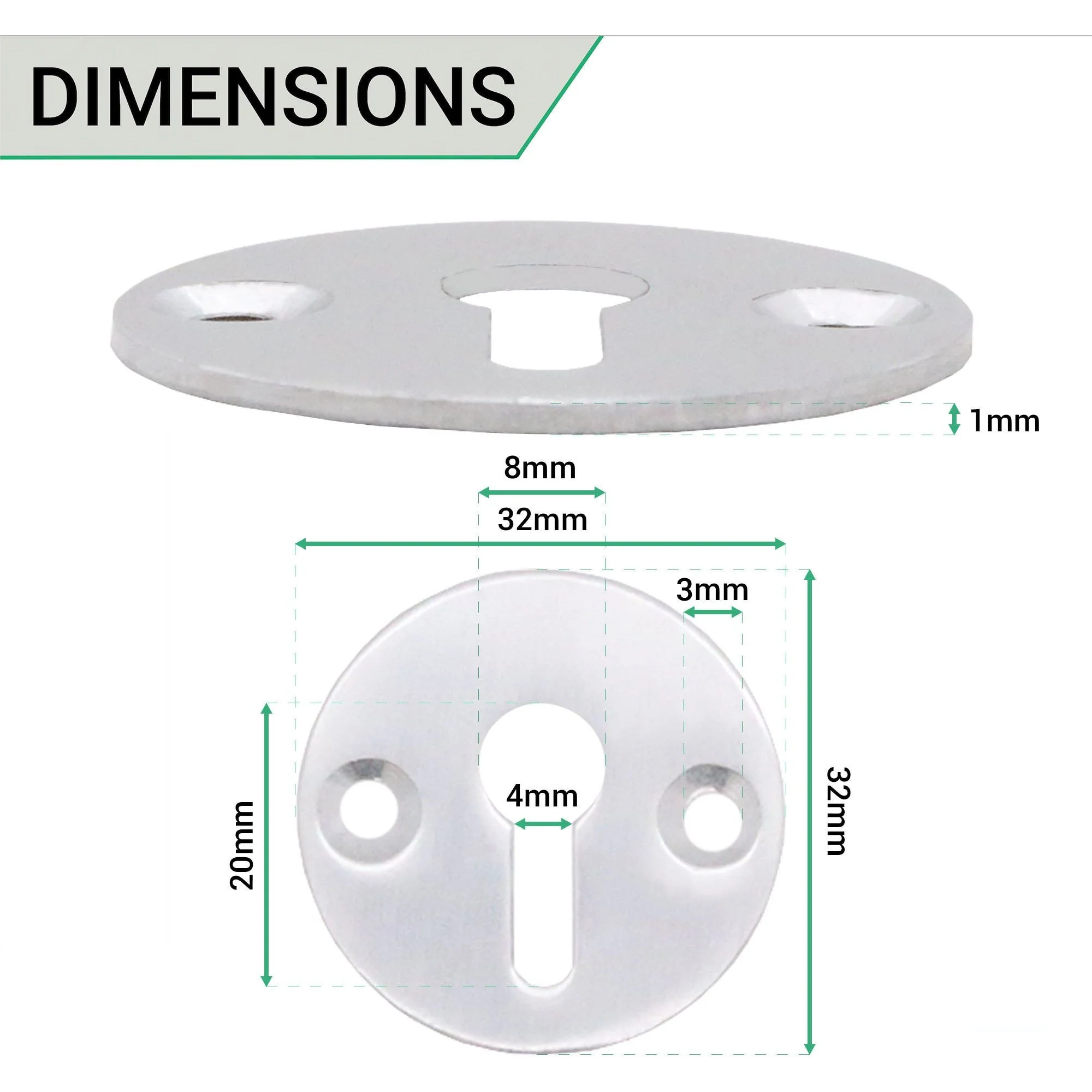 Keyhole Escutcheon - 32mm - Satin Aluminium - Image 3
