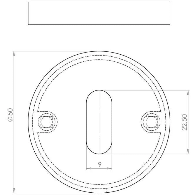 Keyhole Escutcheon - 52 x 8mm - Satin Aluminium - Image 2